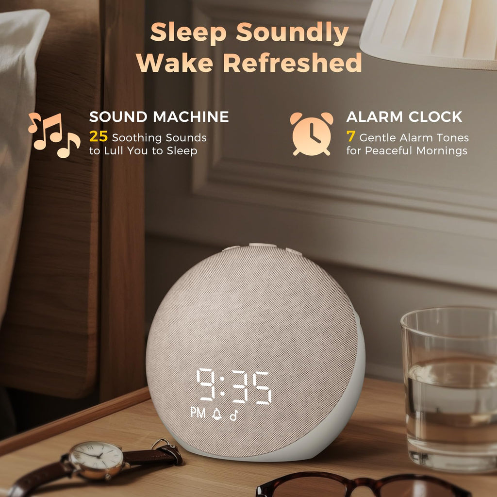 Sound Machine Alarm Clock with 25 Sleep Sounds | Bluetooth Speaker

