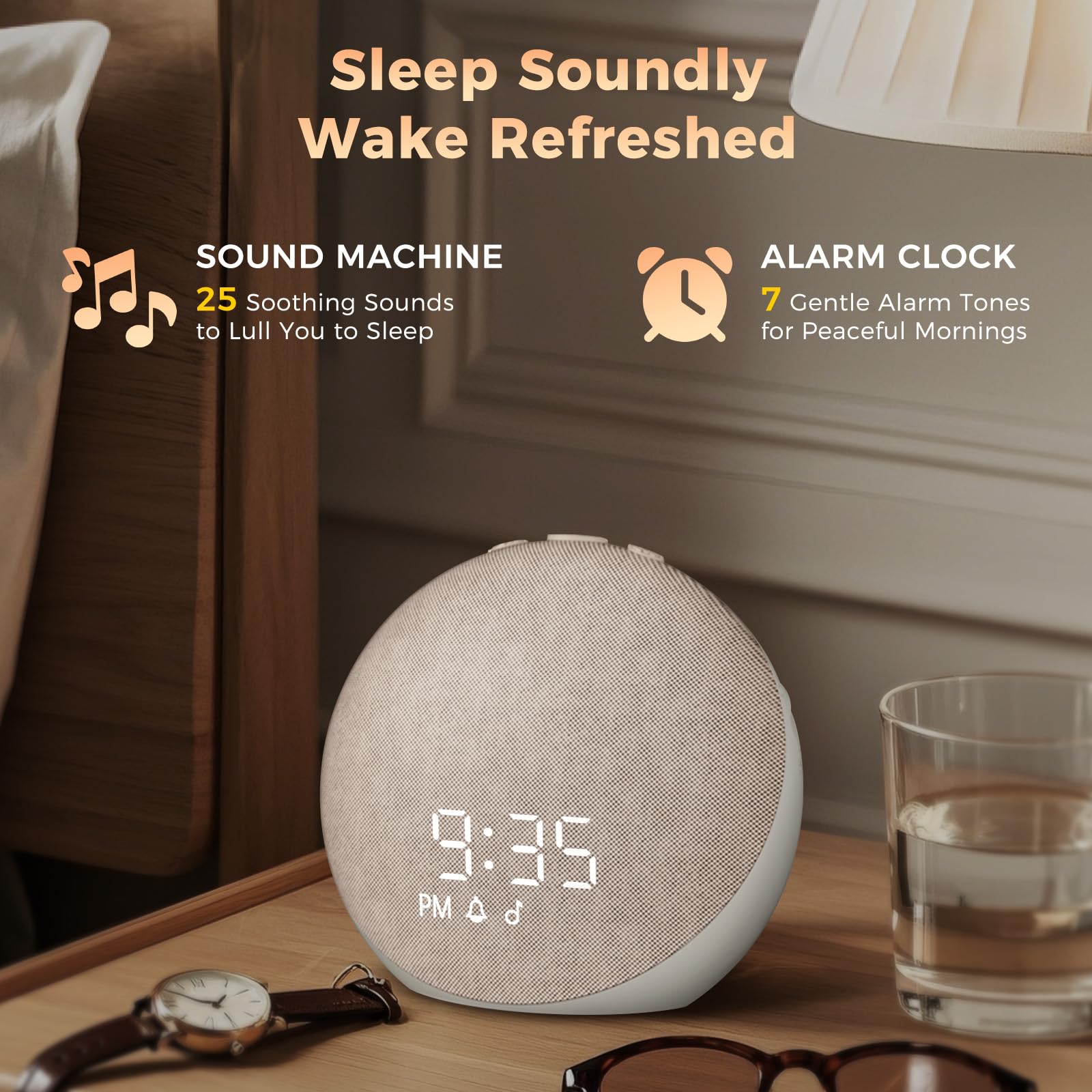 Sound Machine Alarm Clock with 25 Sleep Sounds | Bluetooth Speaker

