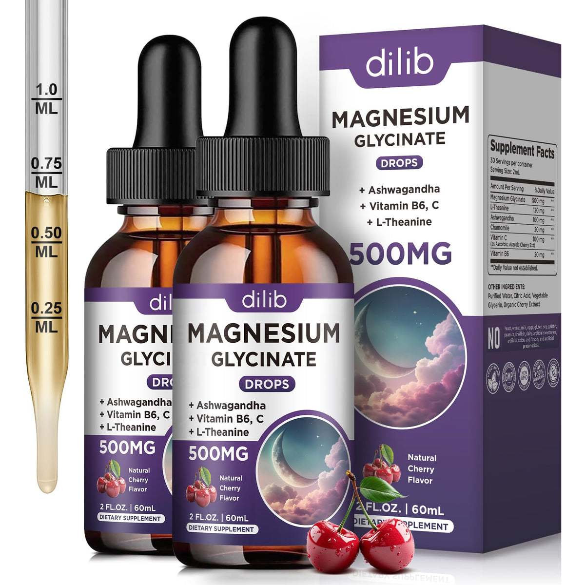 Magnesium Glycinate Liquid Drops with Ashwagandha L-Theanine