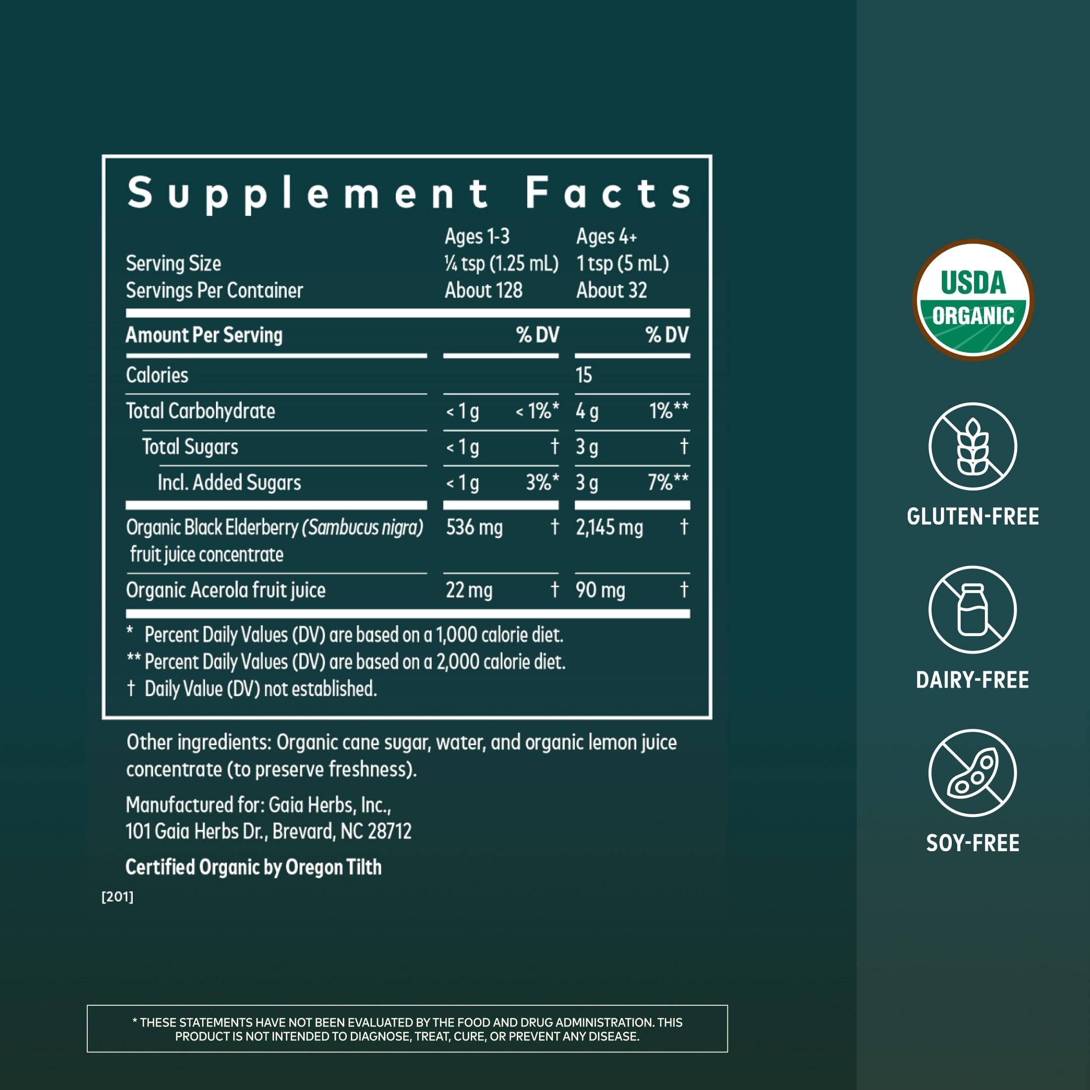 Gaia Herbs Black Elderberry Syrup for Immune Support

