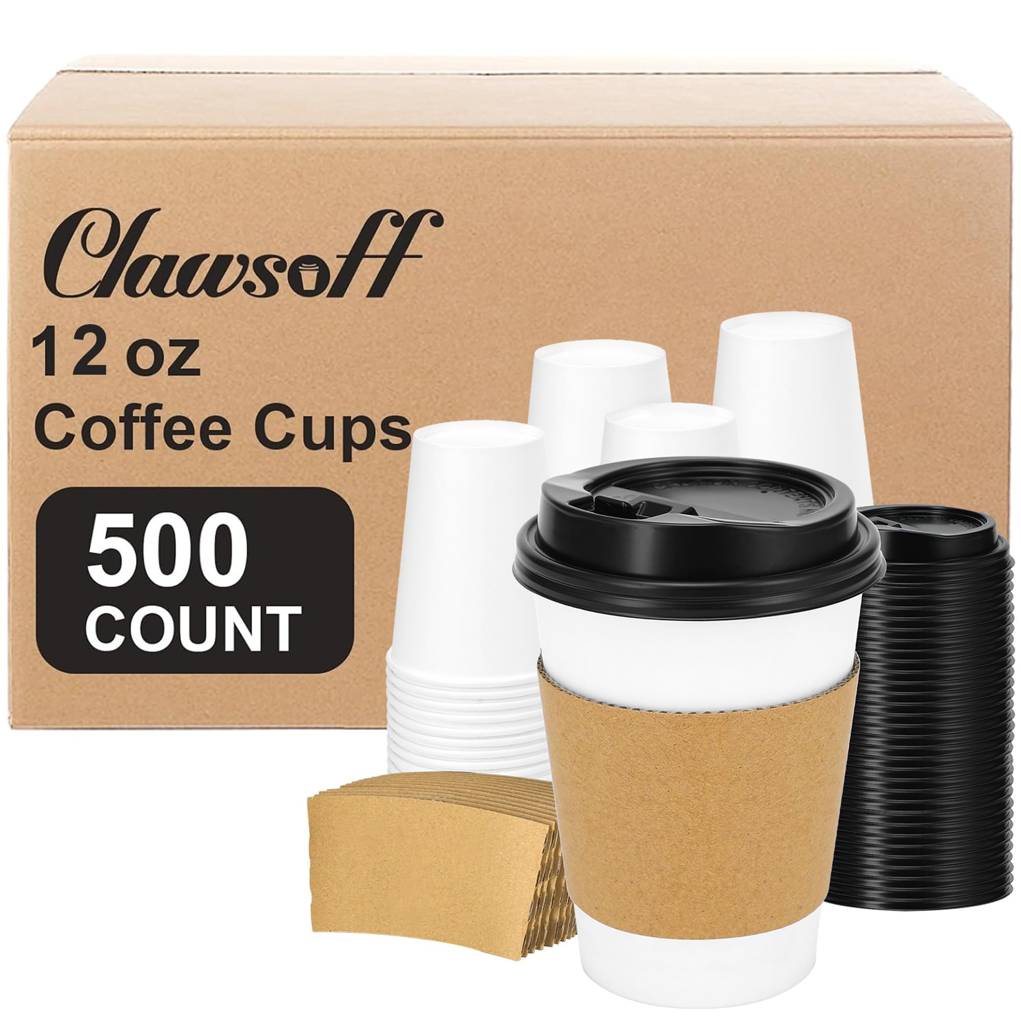 Clawsoff Leak-Proof Disposable Coffee Cups with Lids