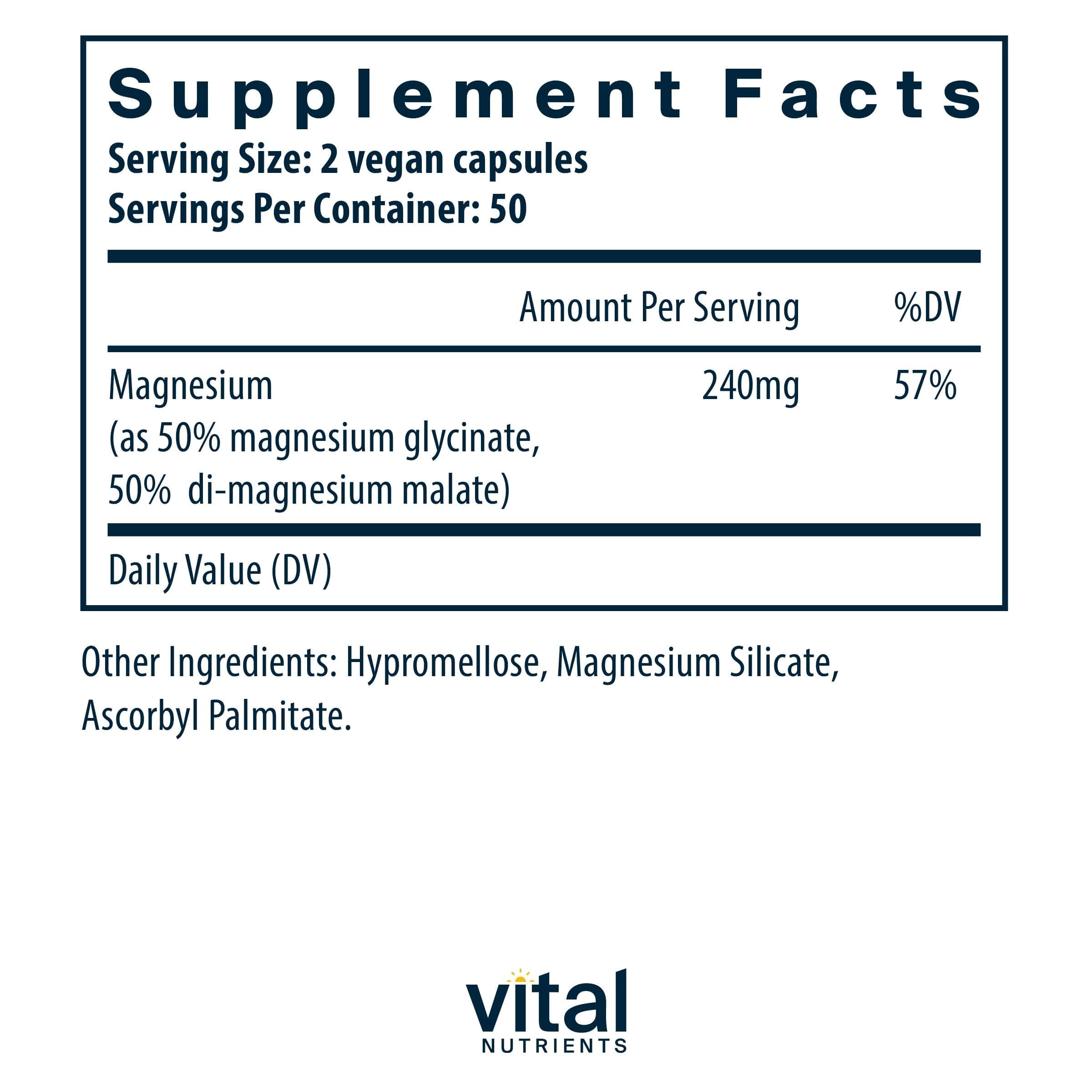 Vital Nutrients Magnesium Glycinate + Malate 120 mg - Vegan

