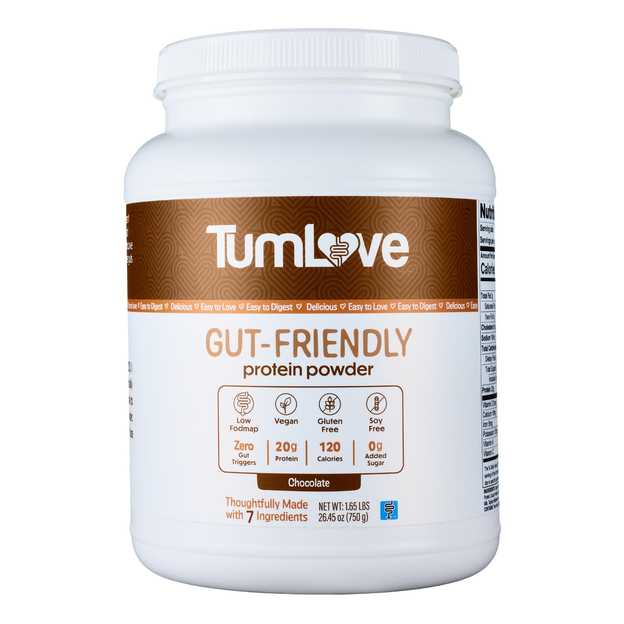TumLove Vegan Protein Powder - Low FODMAP Certified, Gluten-Free, Dairy-Free, Soy-Free