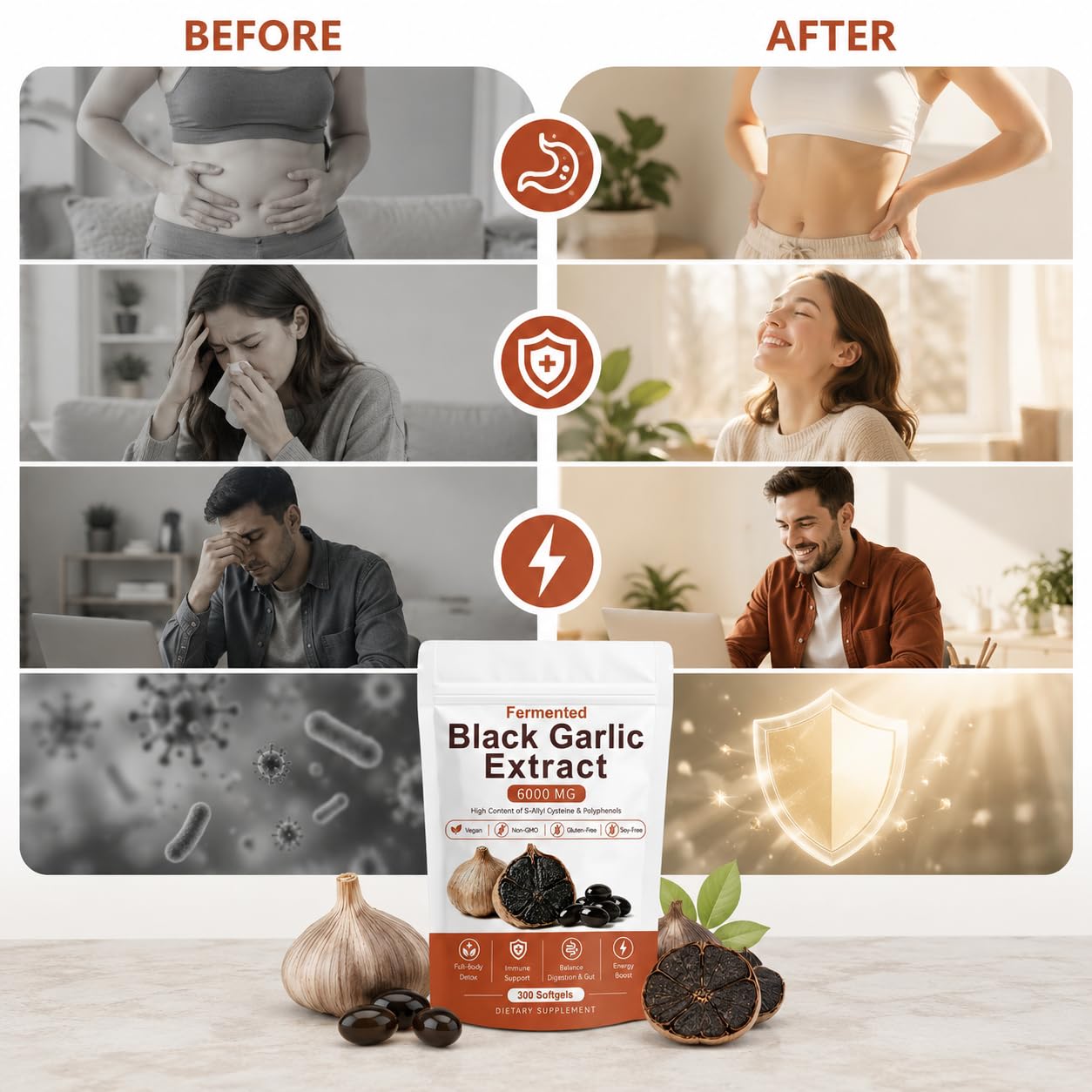 Fermented Black Garlic Extract Immune Support | Vegan

