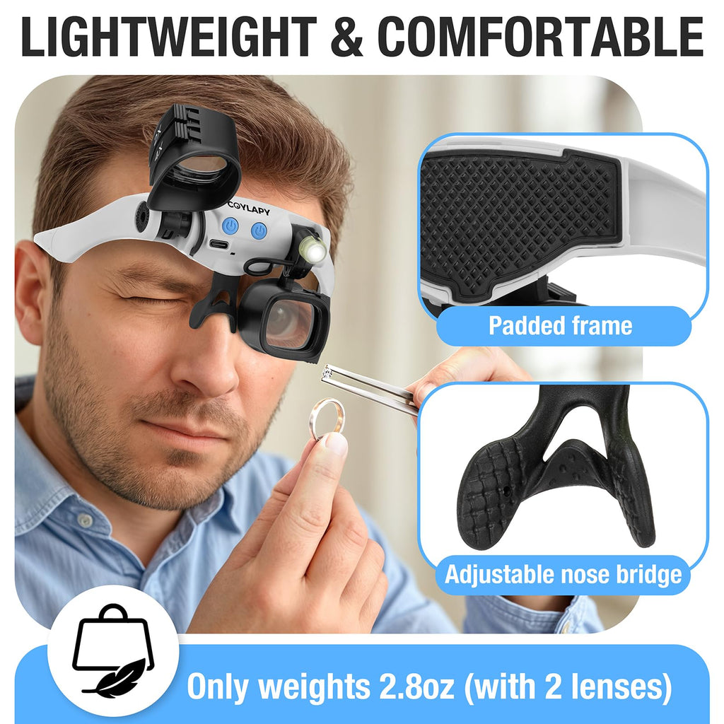 COYLAPY Magnifying Glasses with Light and Interchangeable Lenses


