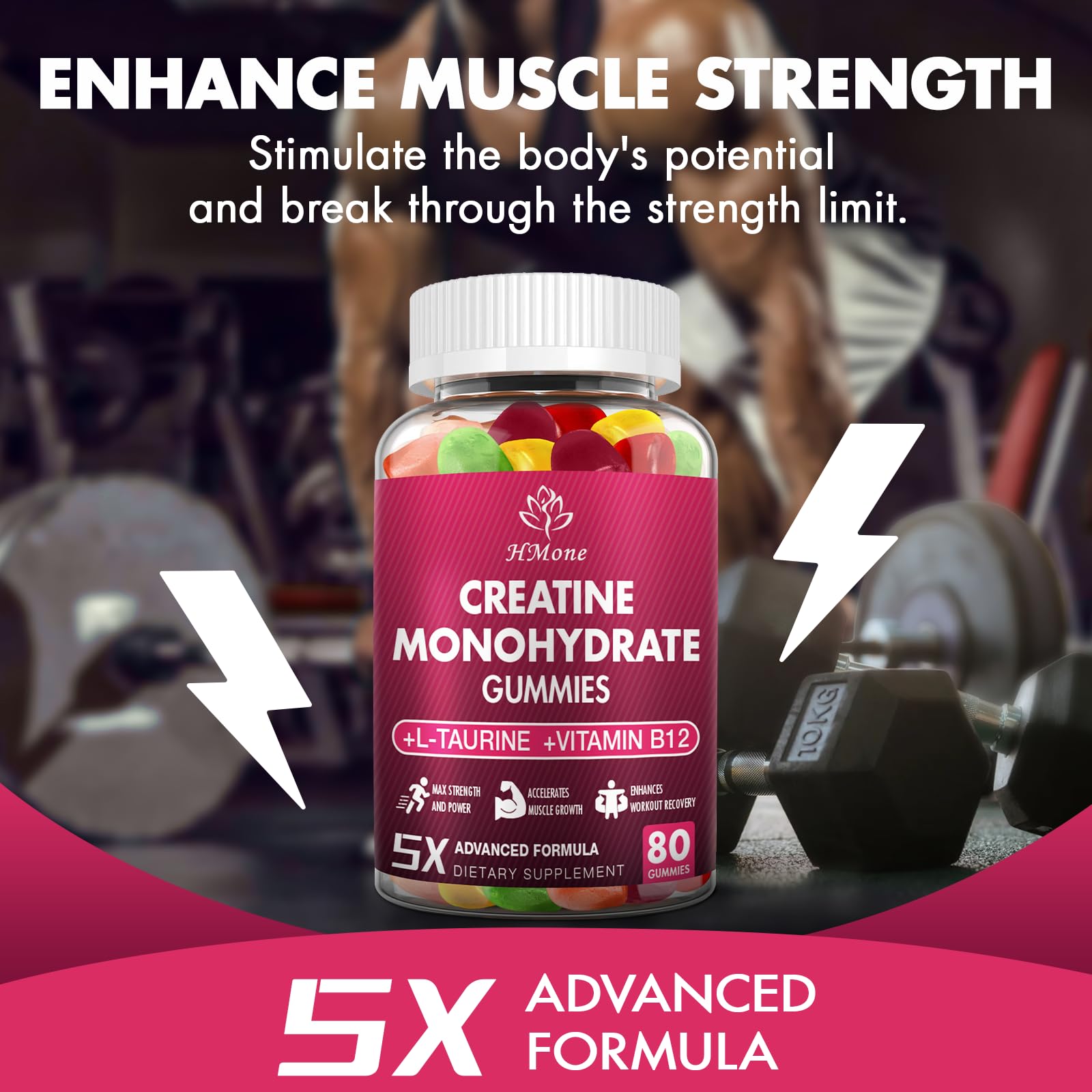 Creatine Monohydrate Gummies 5g per Serving - Muscle Support

