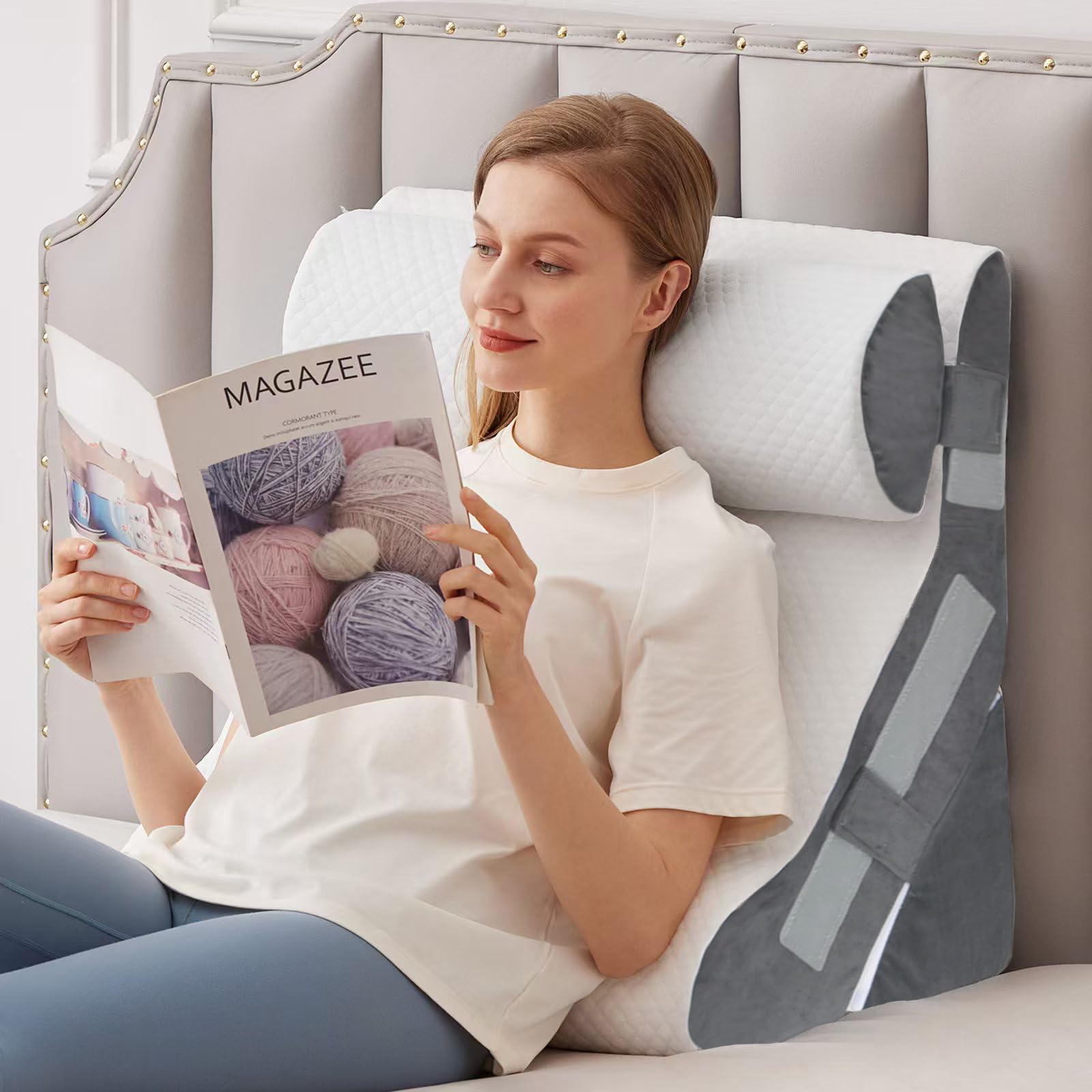 MEGCXIT Bed Wedge Pillow for Sleep Apnea – 23.6-Inch Wide Triangle Wedge

