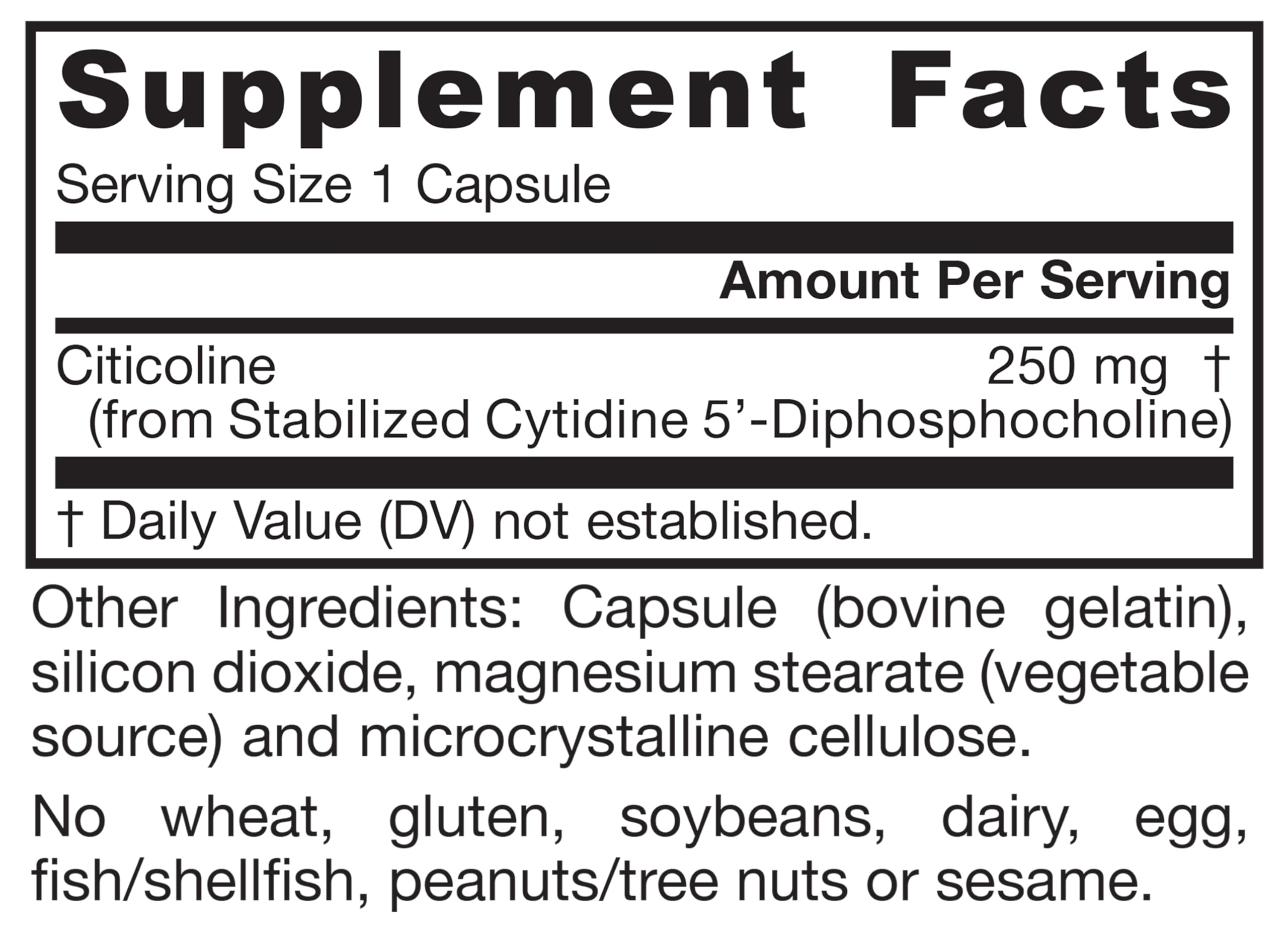 Citicoline CDP Choline 250 mg Brain Health Jarrow Formulas

