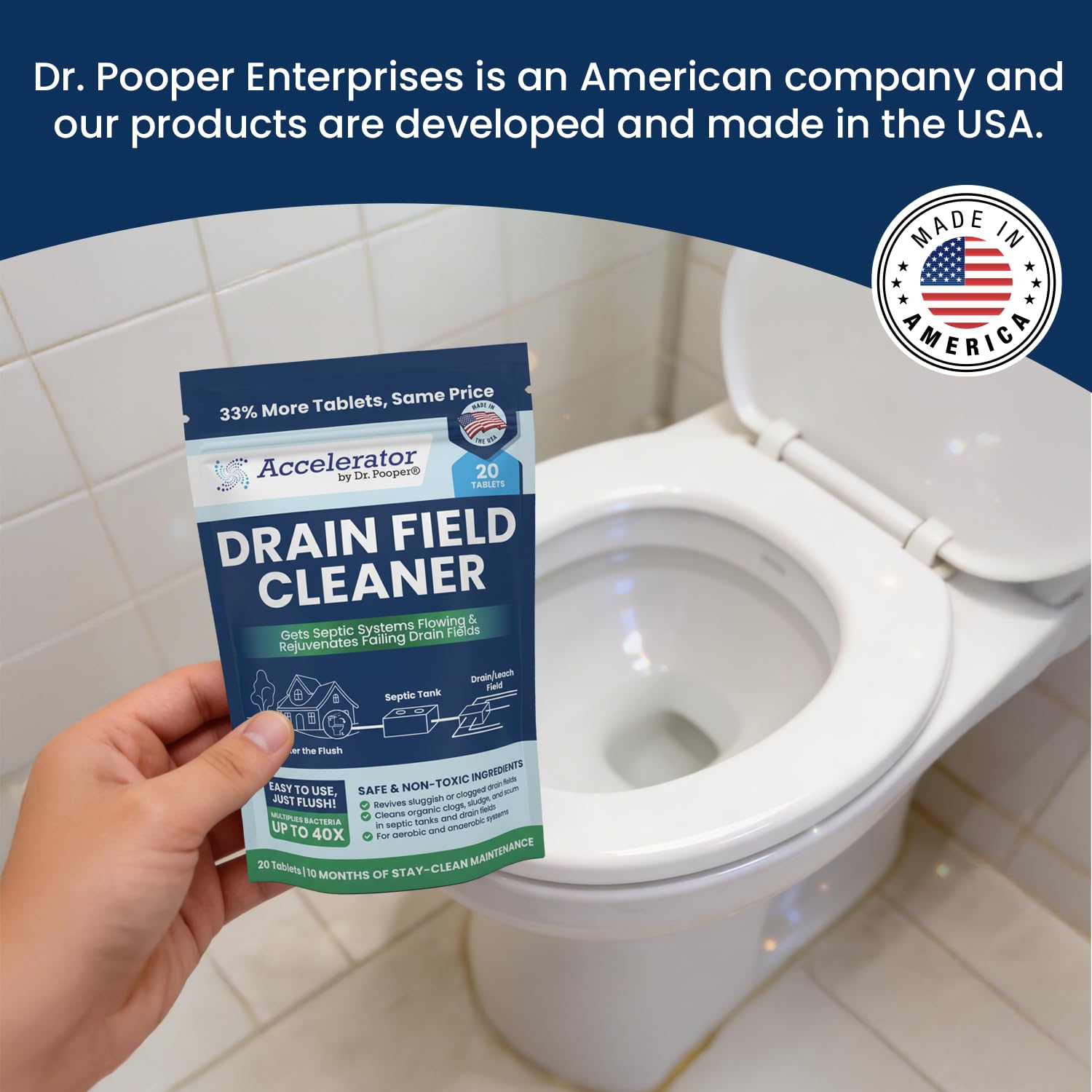 Drain Field Cleaner Tablets by Dr. Pooper

