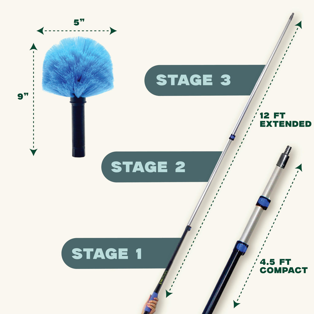 EverSprout Telescoping Cobweb Duster with Extension Pole

