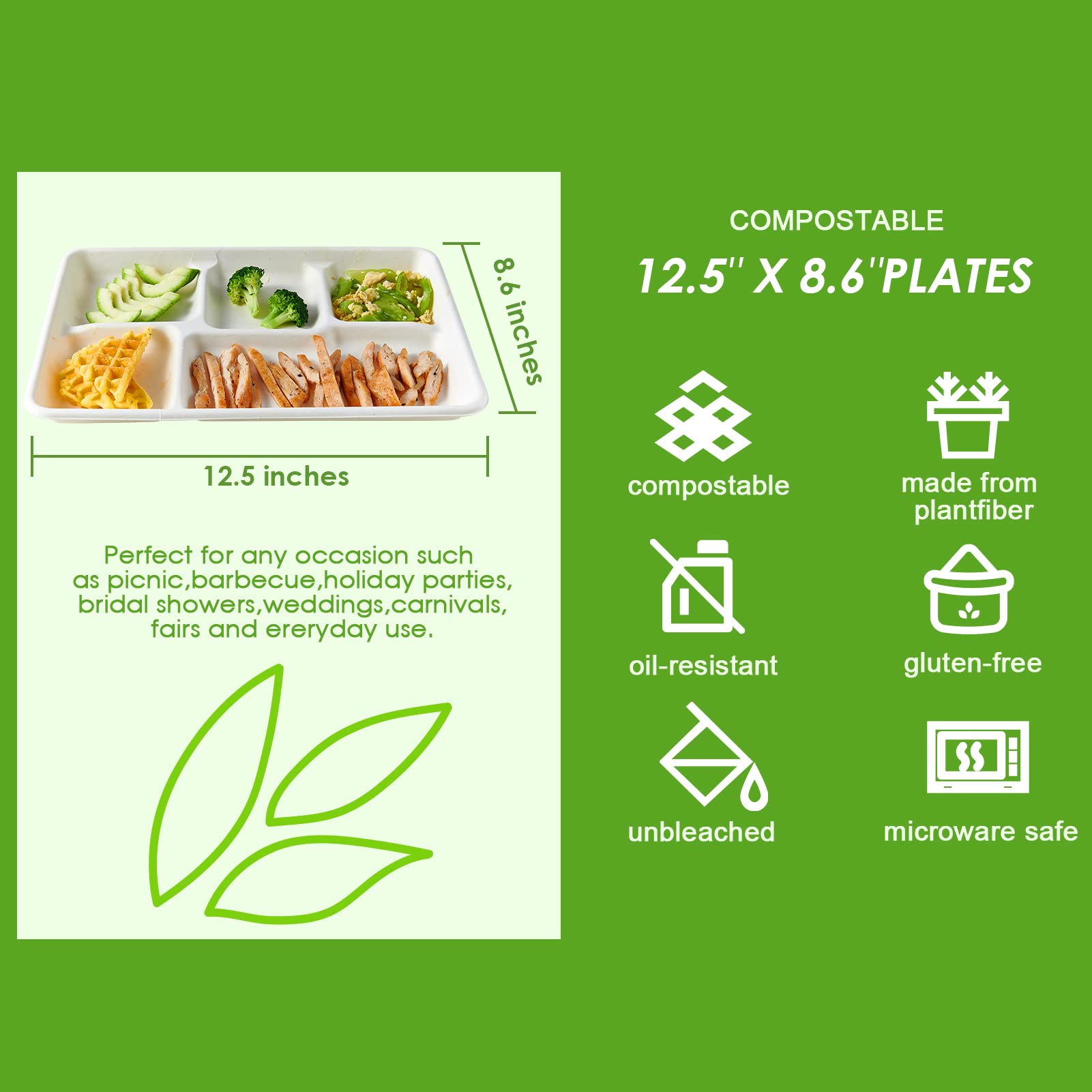 Vplus Sugarcane Fiber Paper Plates | Eco-Friendly

