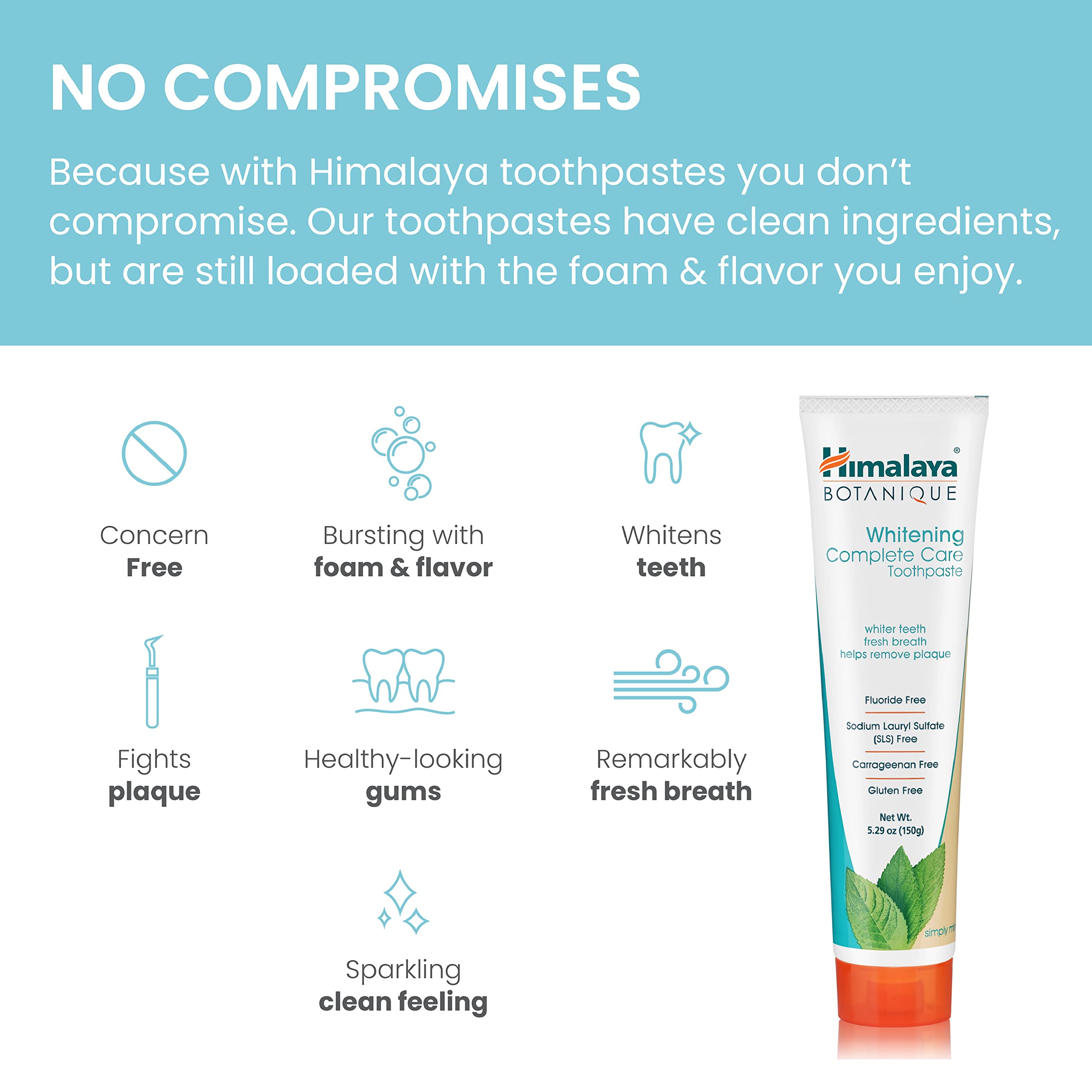 Himalaya Botanique Whitening Toothpaste - Fluoride Free, Cruelty-Free

