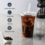 AOZITA Clear Plastic Cups with Lids and Straws

