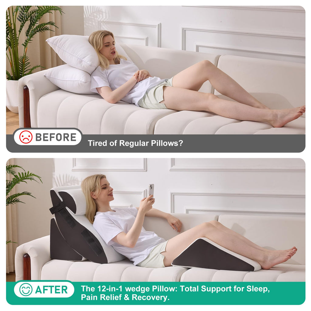 Wedge Pillow Set After Surgery Comfort GERD Relief


