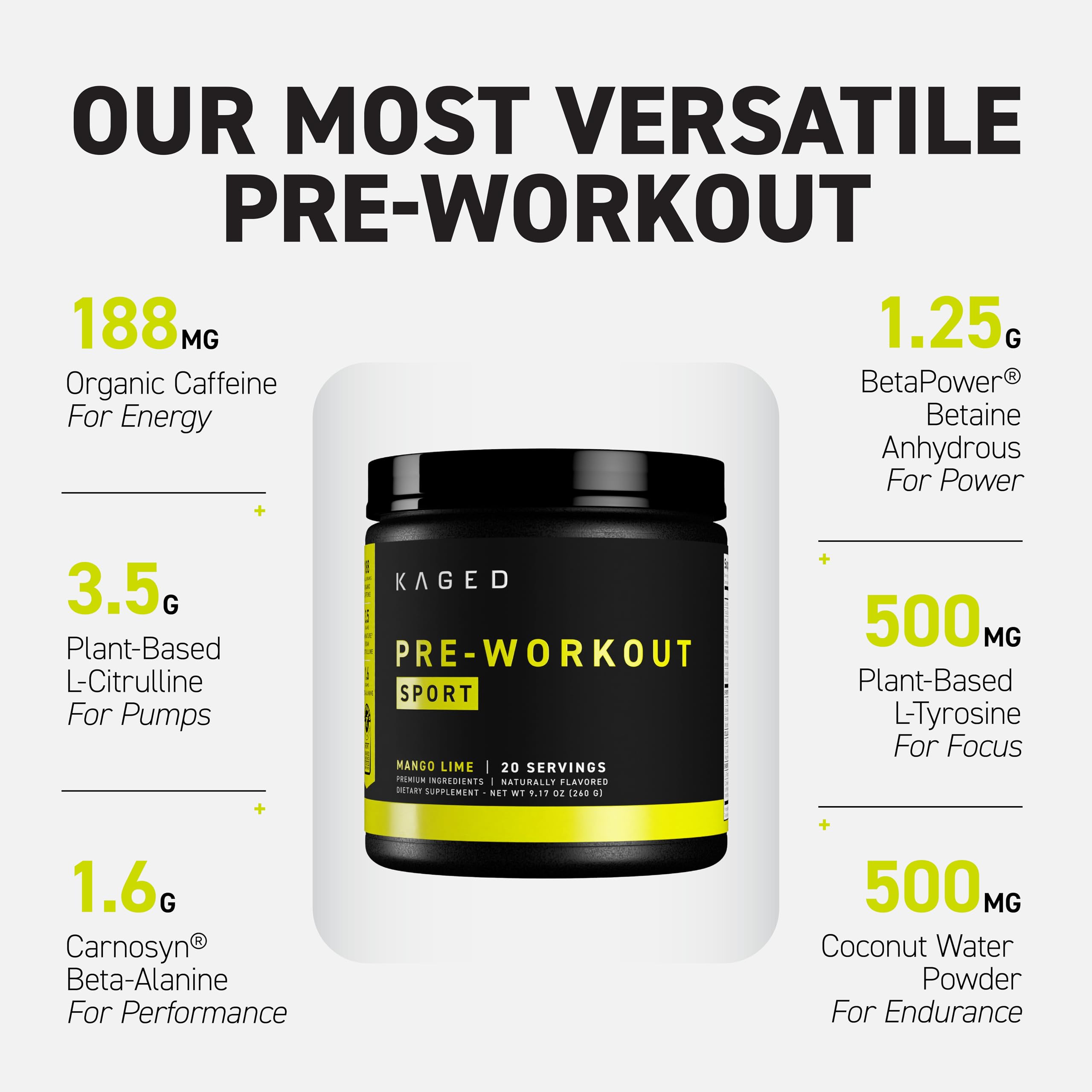 Kaged Sport Pre-Workout Powder | Performance Formula

