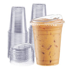 GUSTO Plastic Cups with Lids – Disposable Iced Drink Cups

