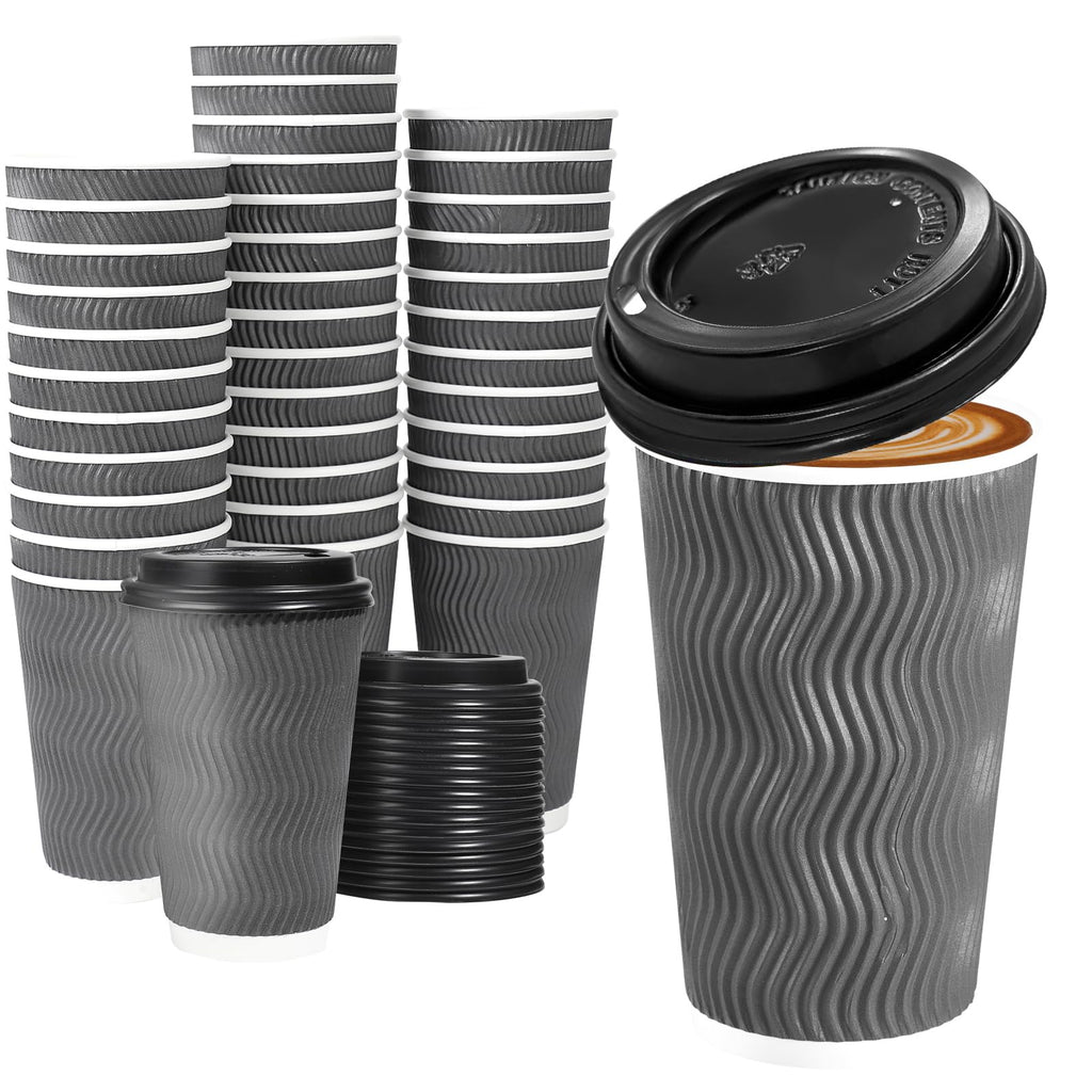 Lamosi Insulated Coffee Cups with Lids | To-Go Paper Cups

