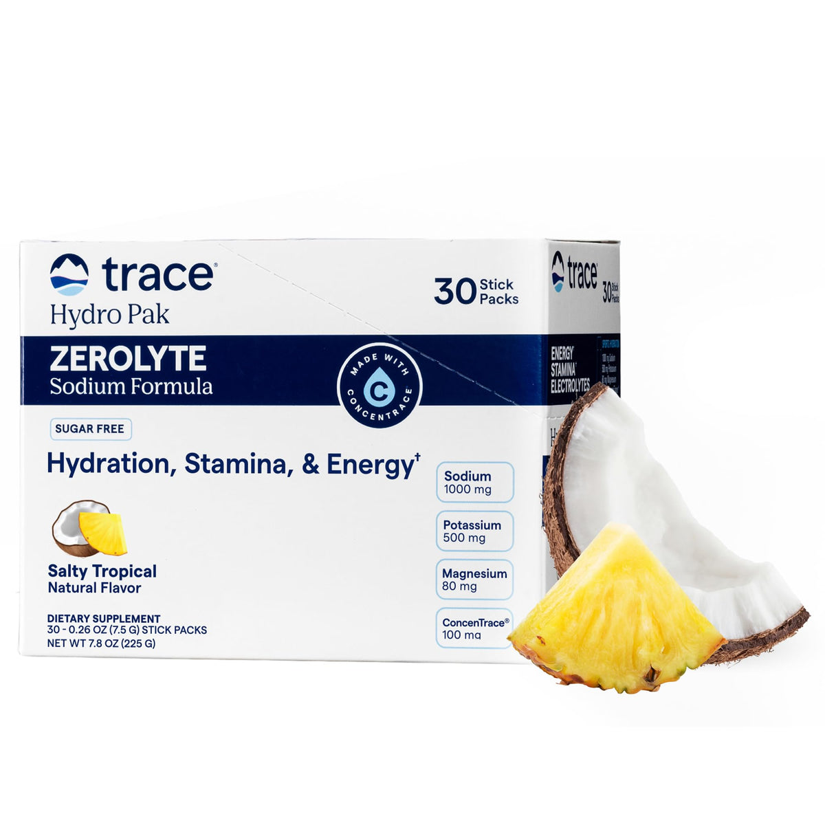 Trace Minerals ZeroLyte Electrolyte Mix — Zero Sugar Hydration with Ancient Sea Salt & Coconut Water