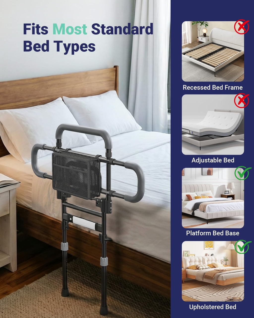 Bed Rails for Elderly Foldable with Adjustable Height

