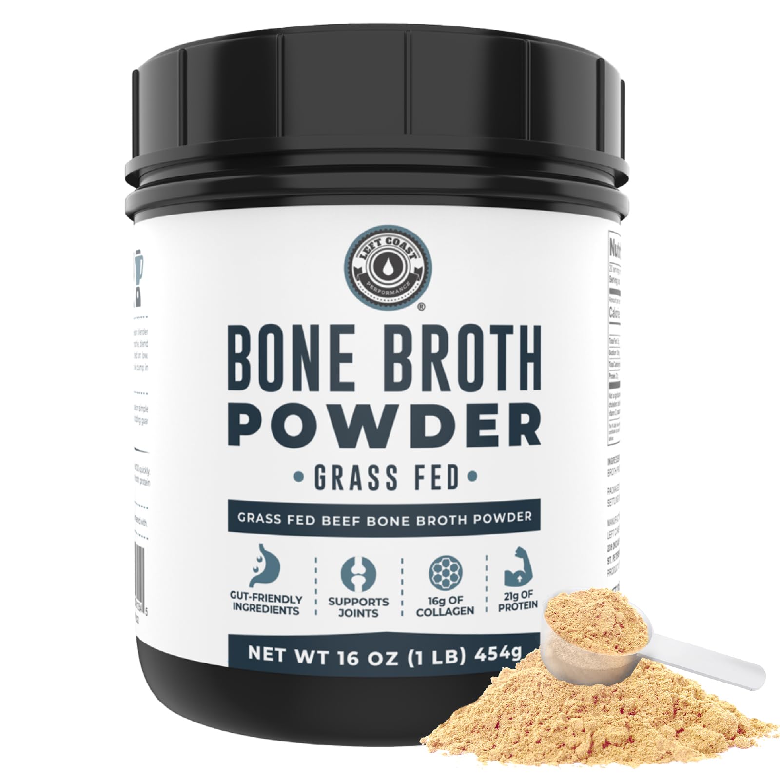 Left Coast Bone Broth Protein Powder – Grass-Fed Beef