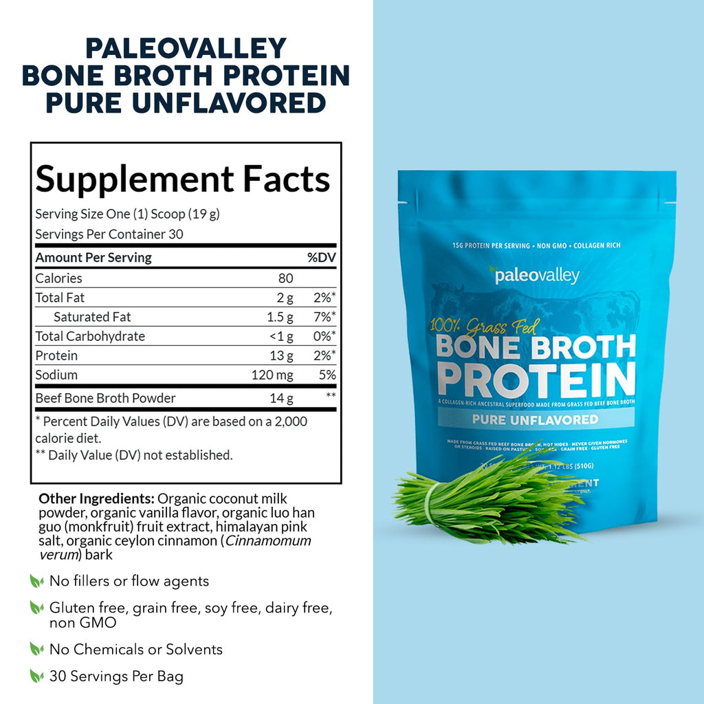 Paleovalley Grass-Fed Beef Bone Broth Protein Powder

