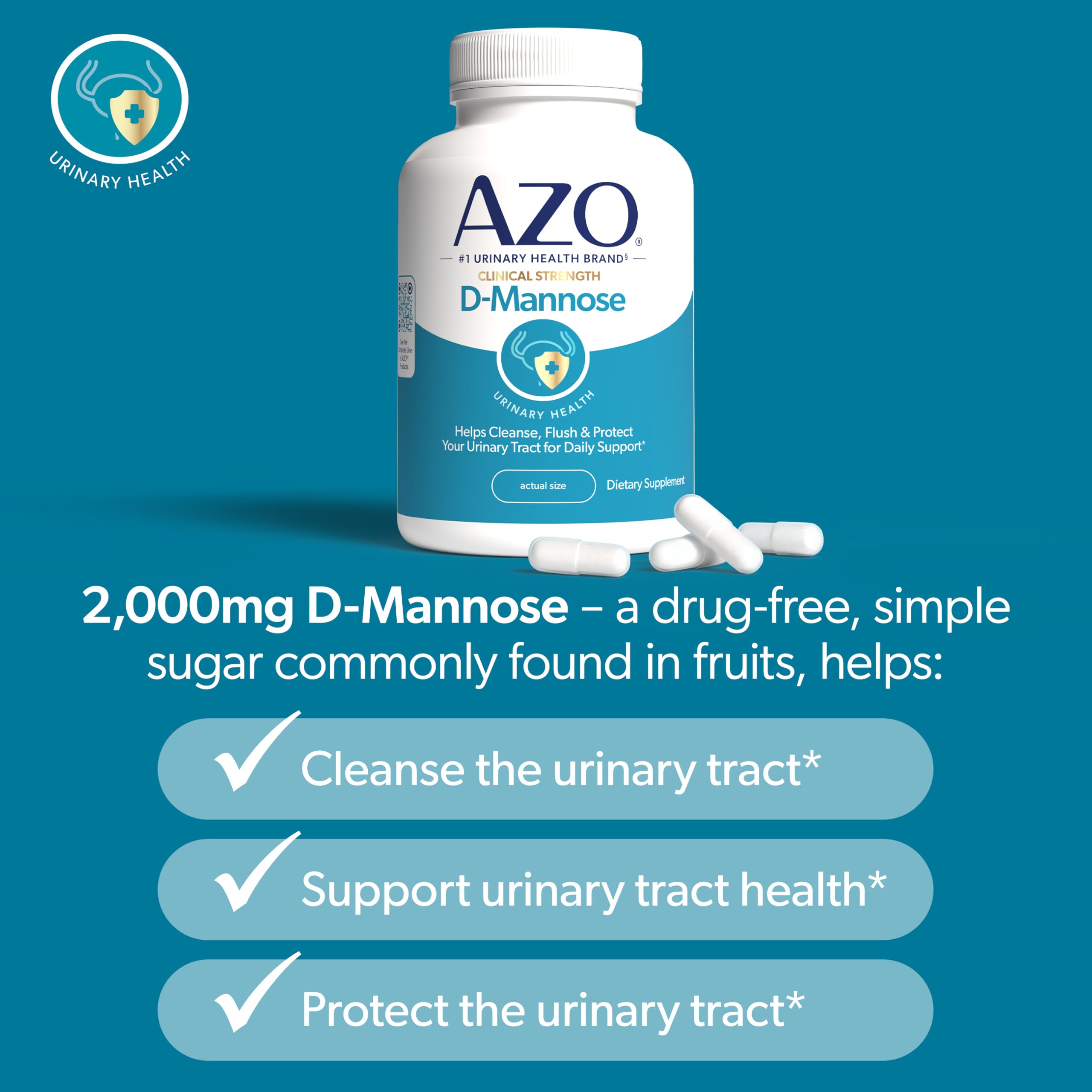 AZO D-Mannose Urinary Tract Health | Clinical Strength

