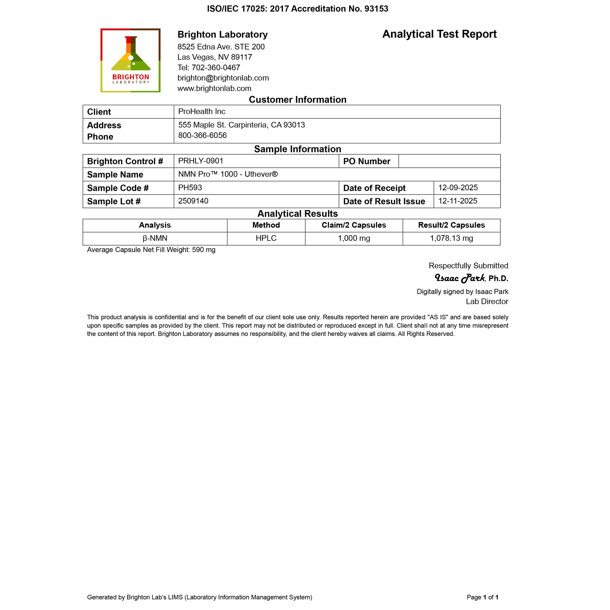 ProHealth NMN Pro NAD+ Precursor Supplement

