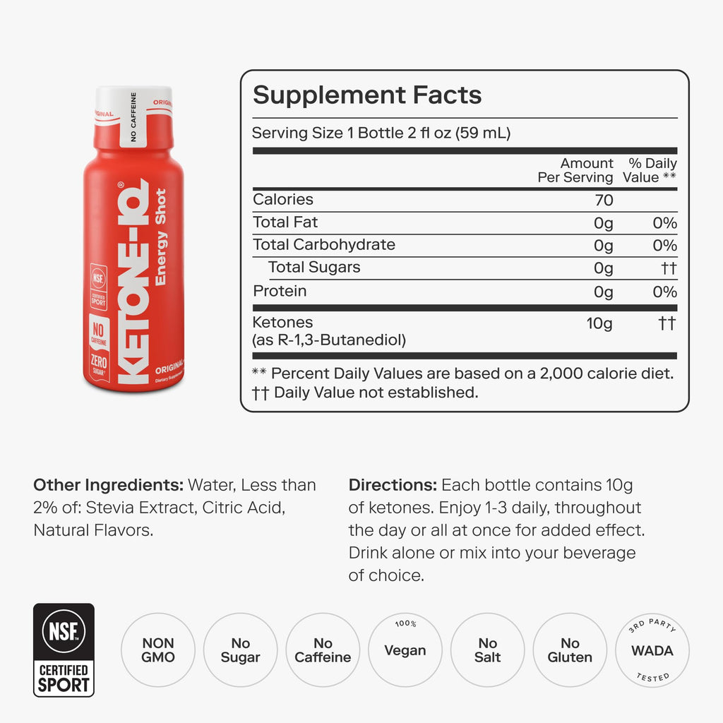Ketone-IQ No Caffeine Exogenous Ketones Energy Shots

