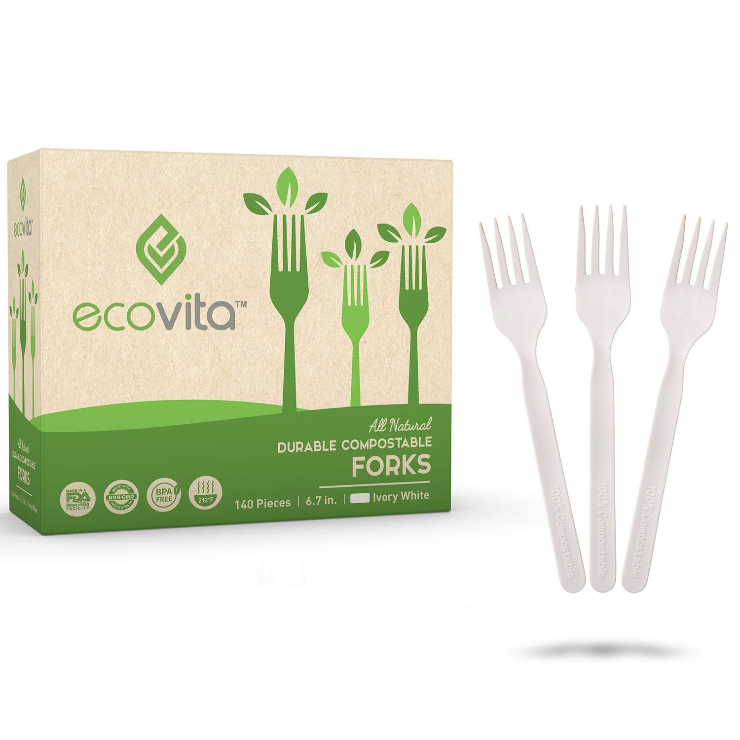 Ecovita Compostable Forks in Tray | Eco Friendly Utensils

