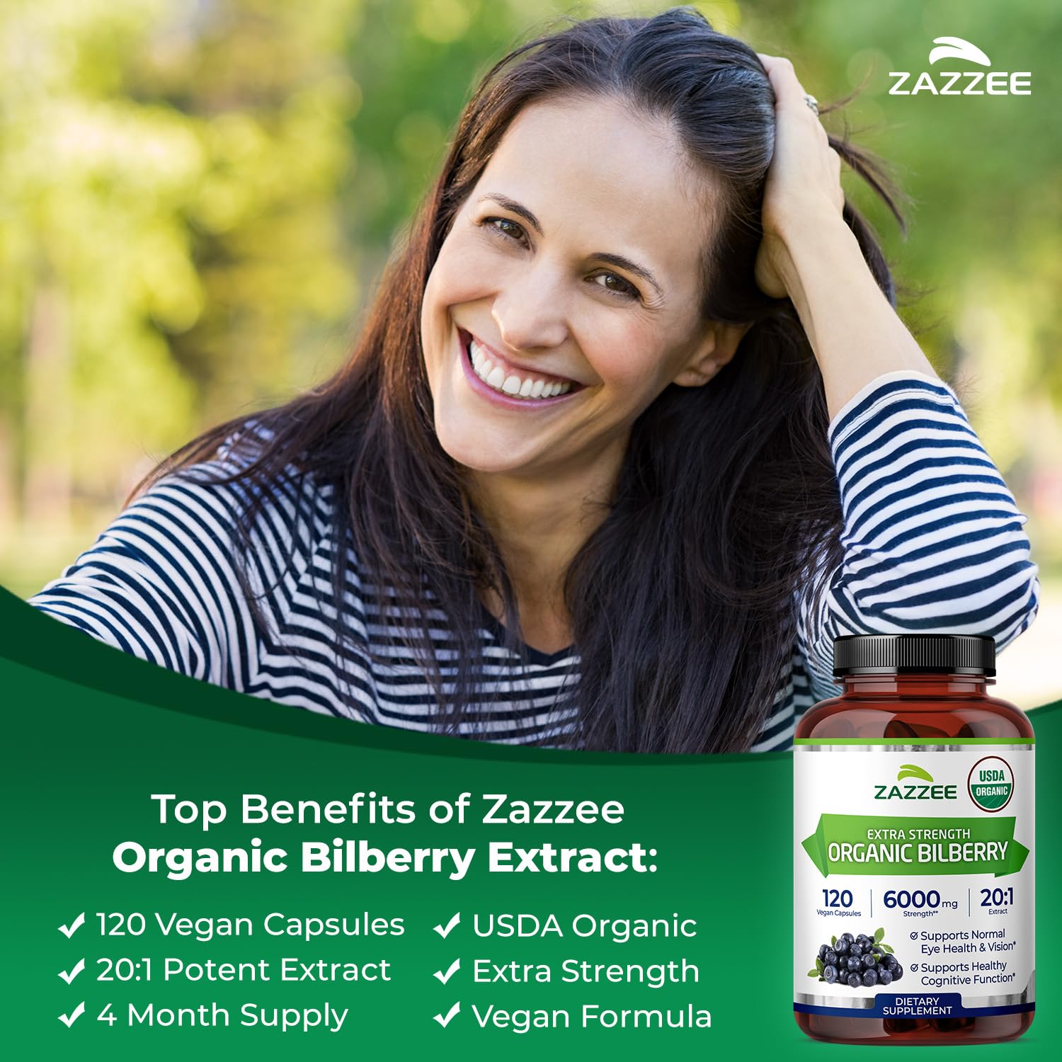 Zazzee Organic Bilberry Extract for Eye Health

