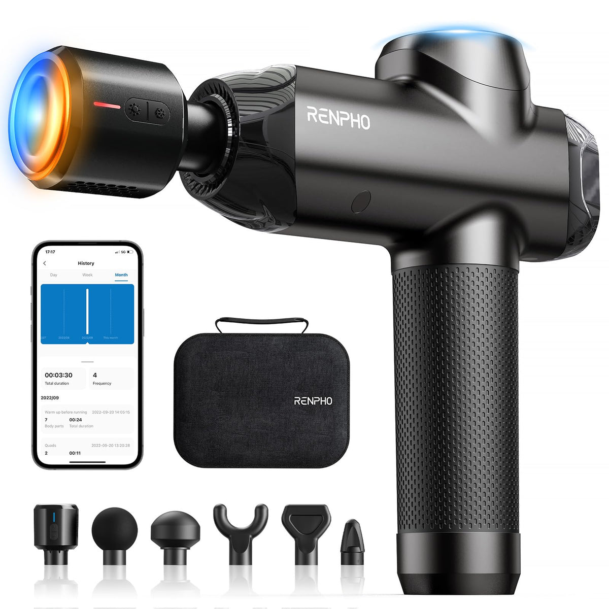 RENPHO Active Thermacool 2 Massage Gun with Heat and Cold Therapy – Handheld Percussion Massager