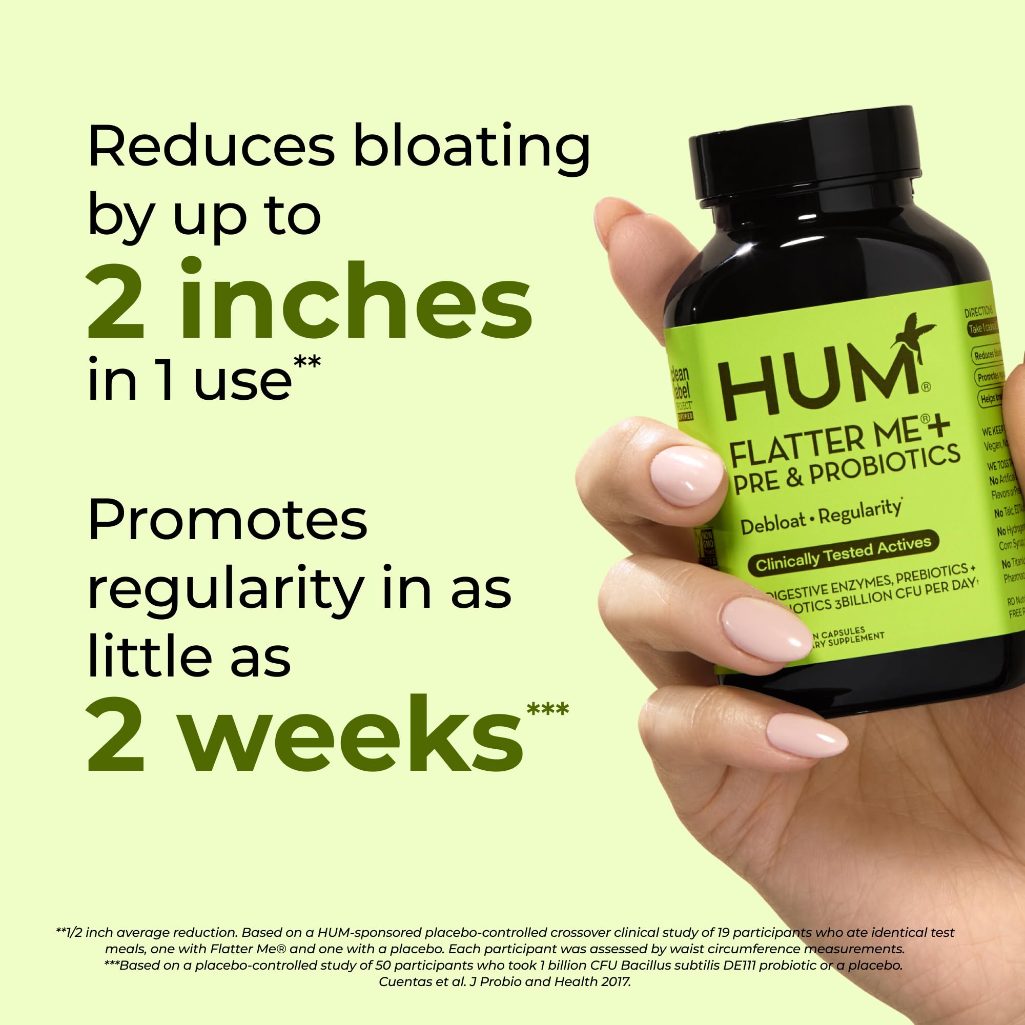 HUM Flatter Me Digestive Enzymes with Prebiotics Probiotics

