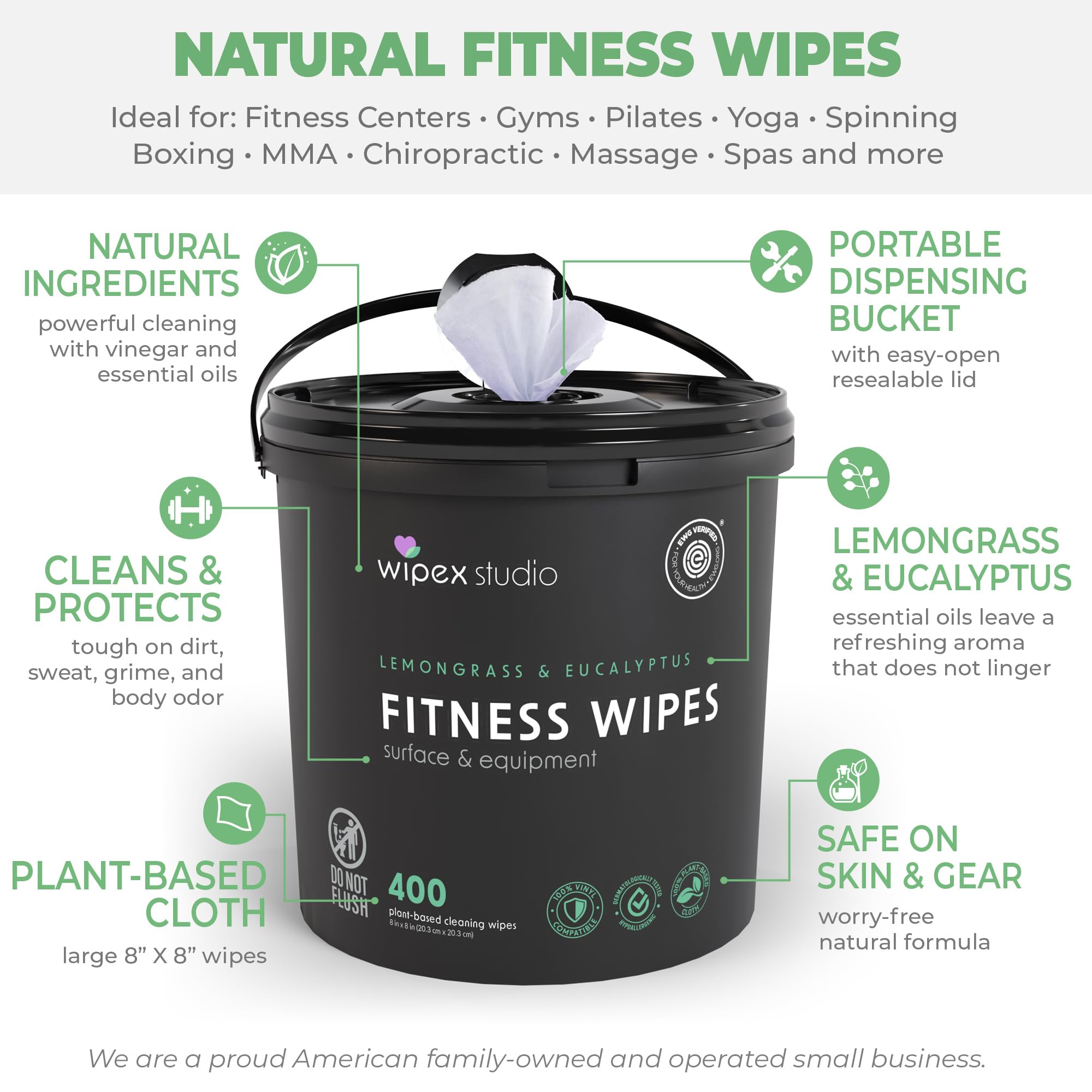 Yoga Mat Cleaner Wipes by Wipex - Gym Cleaning

