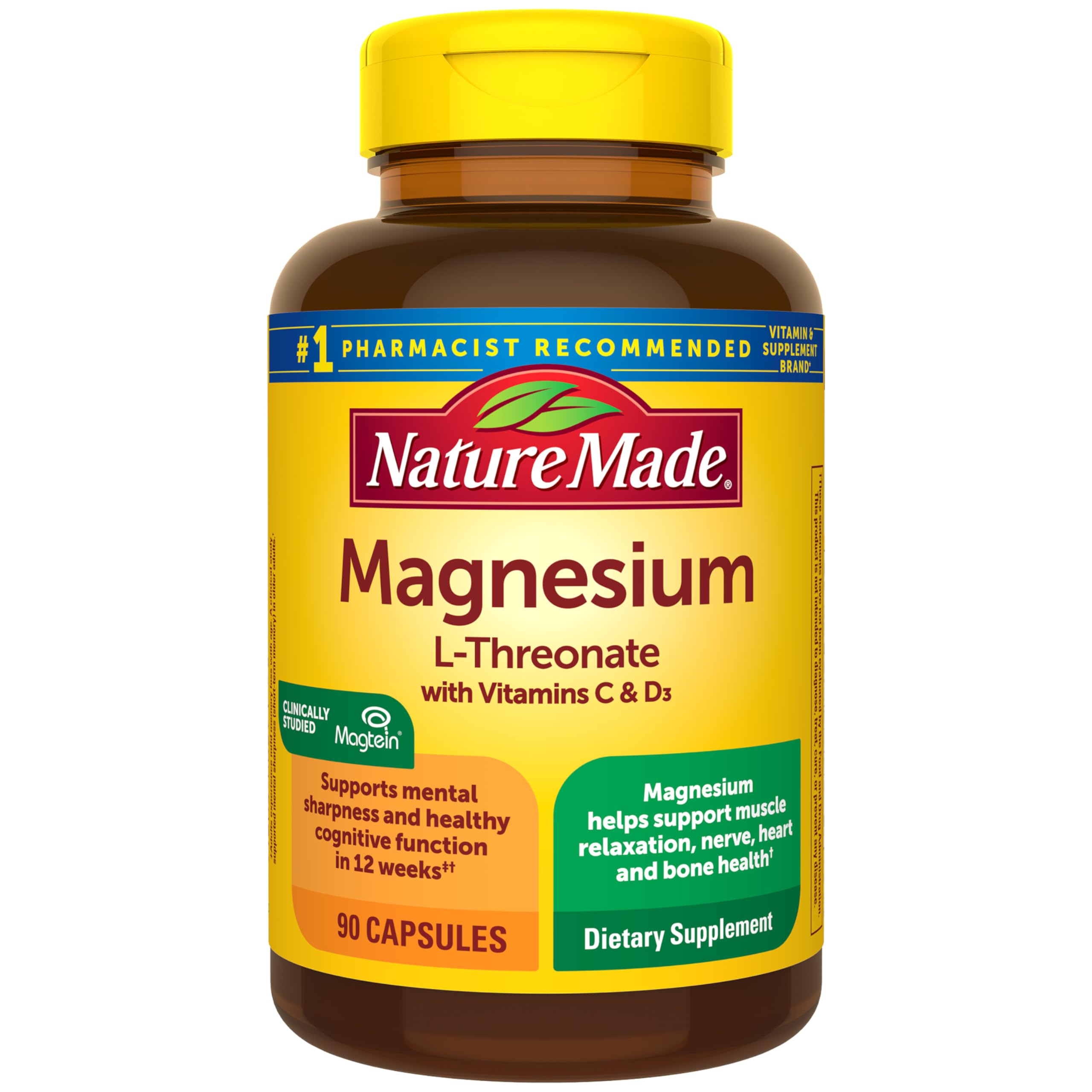 Nature Made Magnesium L-Threonate with Vitamin C & D3

