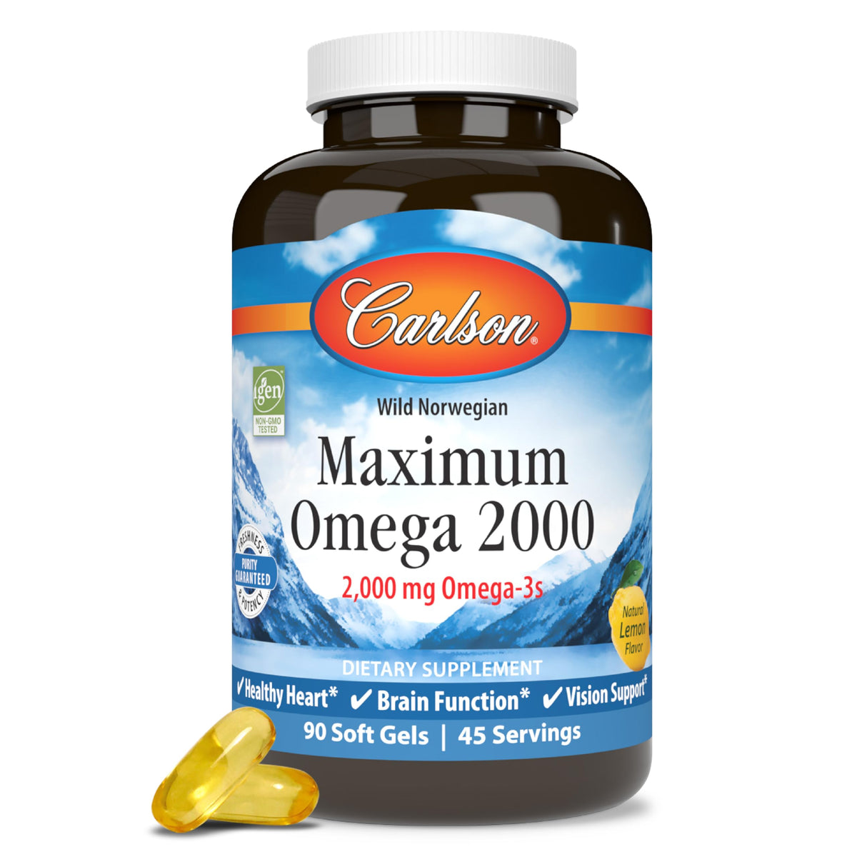 Carlson Maximum Omega 2000 Omega-3 Fish Oil Softgels