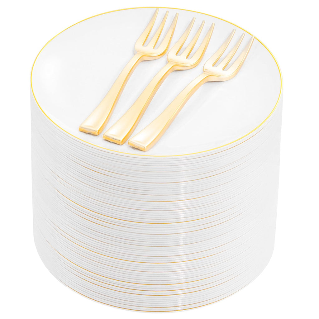 Festiva Disposable Dessert Plates with Forks

