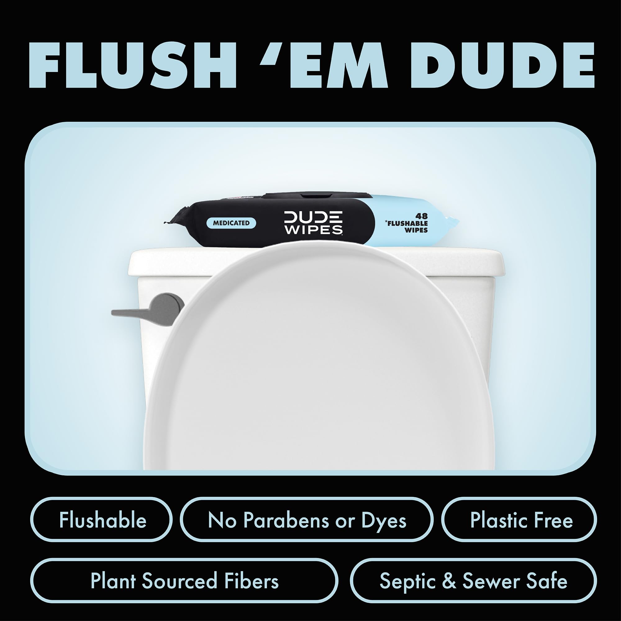 DUDE Wipes Medicated Witch Hazel Flushable Wipes

