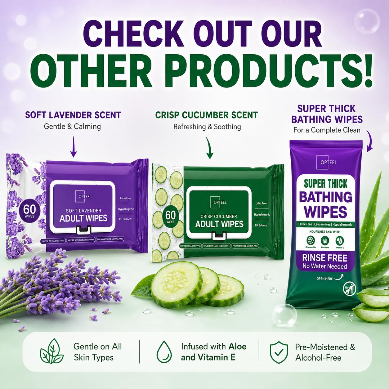 OPTEEL Adult Wet Wipes for Incontinence and Elder Care

