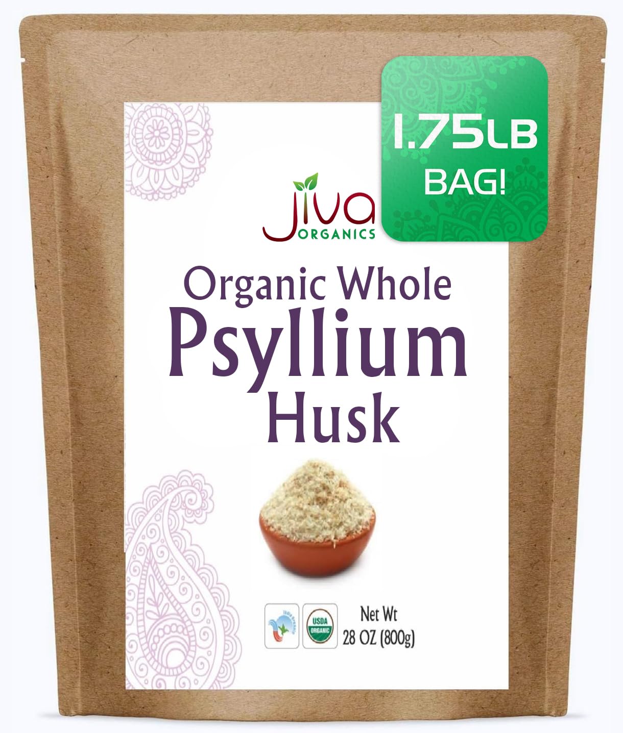 Psyllium Husk Isabgol by Jiva Organics - Organic Non-GMO

