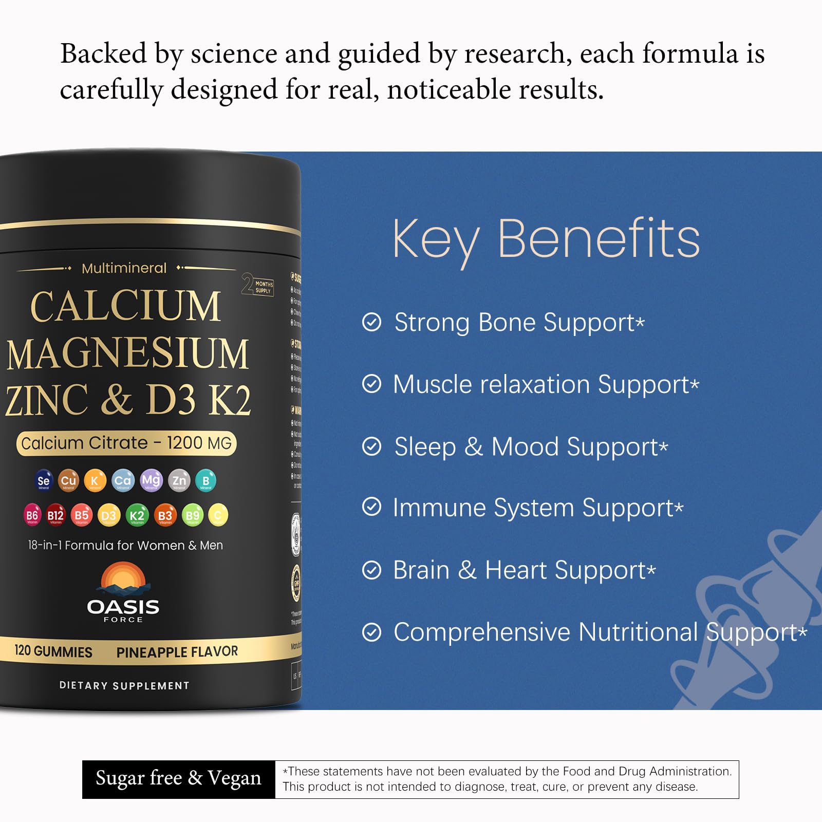 OASISFORCE Calcium Gummies for Bone Support

