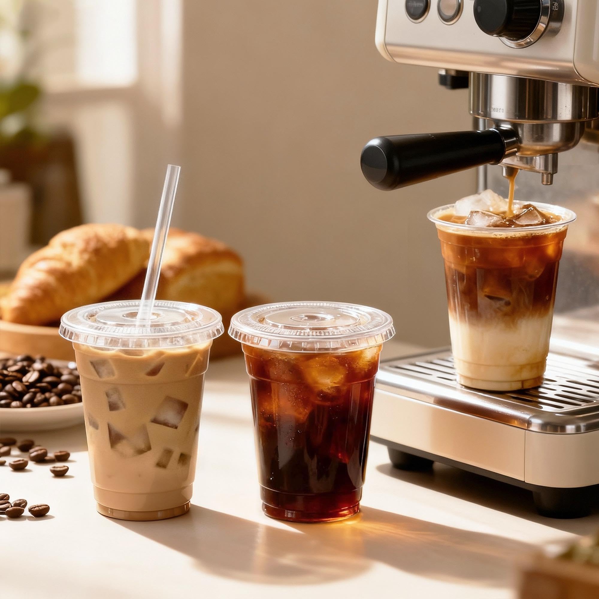 Clear Plastic Cups with Lids & Straws – Heavy Duty PET

