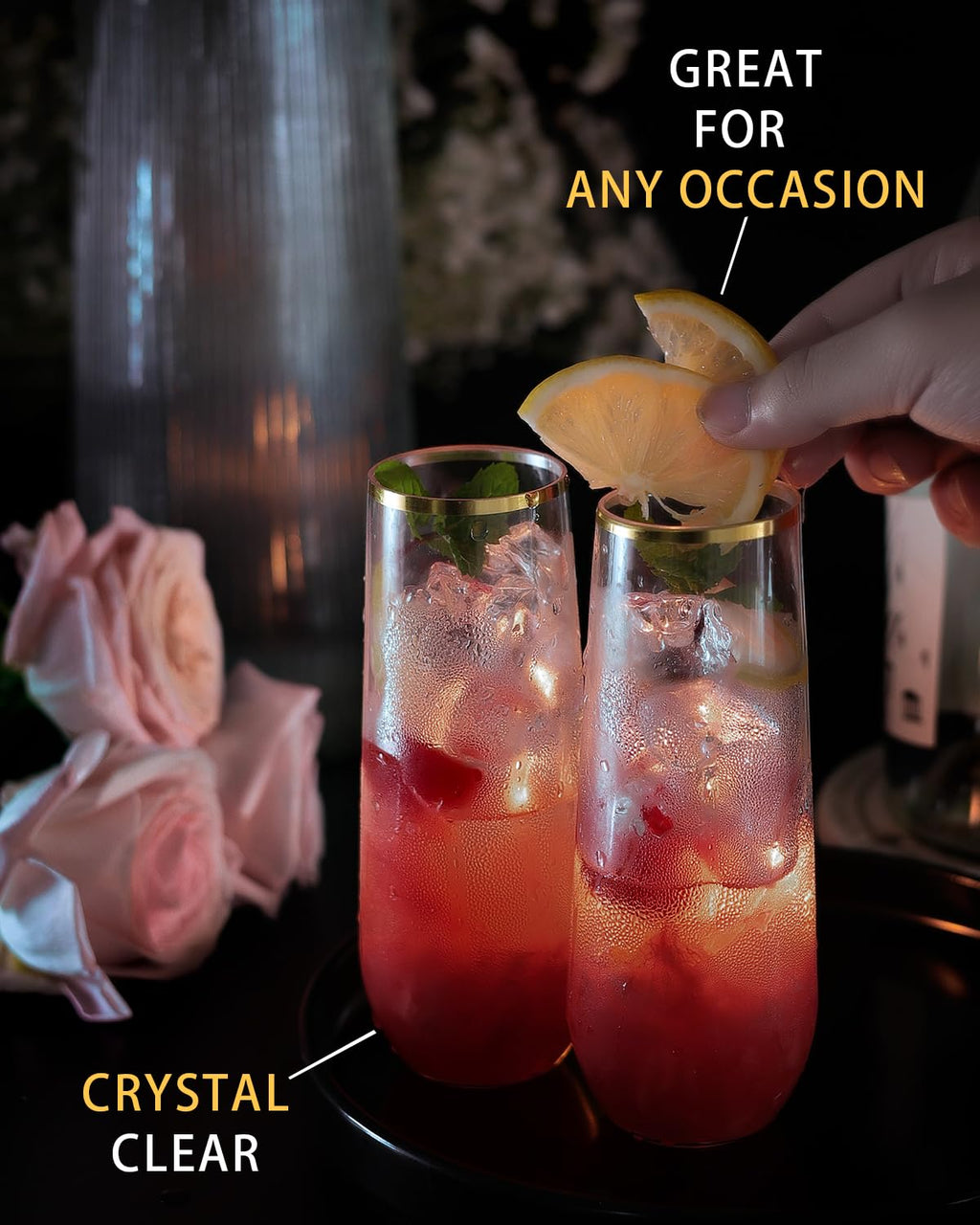 Maaacute Plastic Champagne Flutes Stemless BPA-Free

