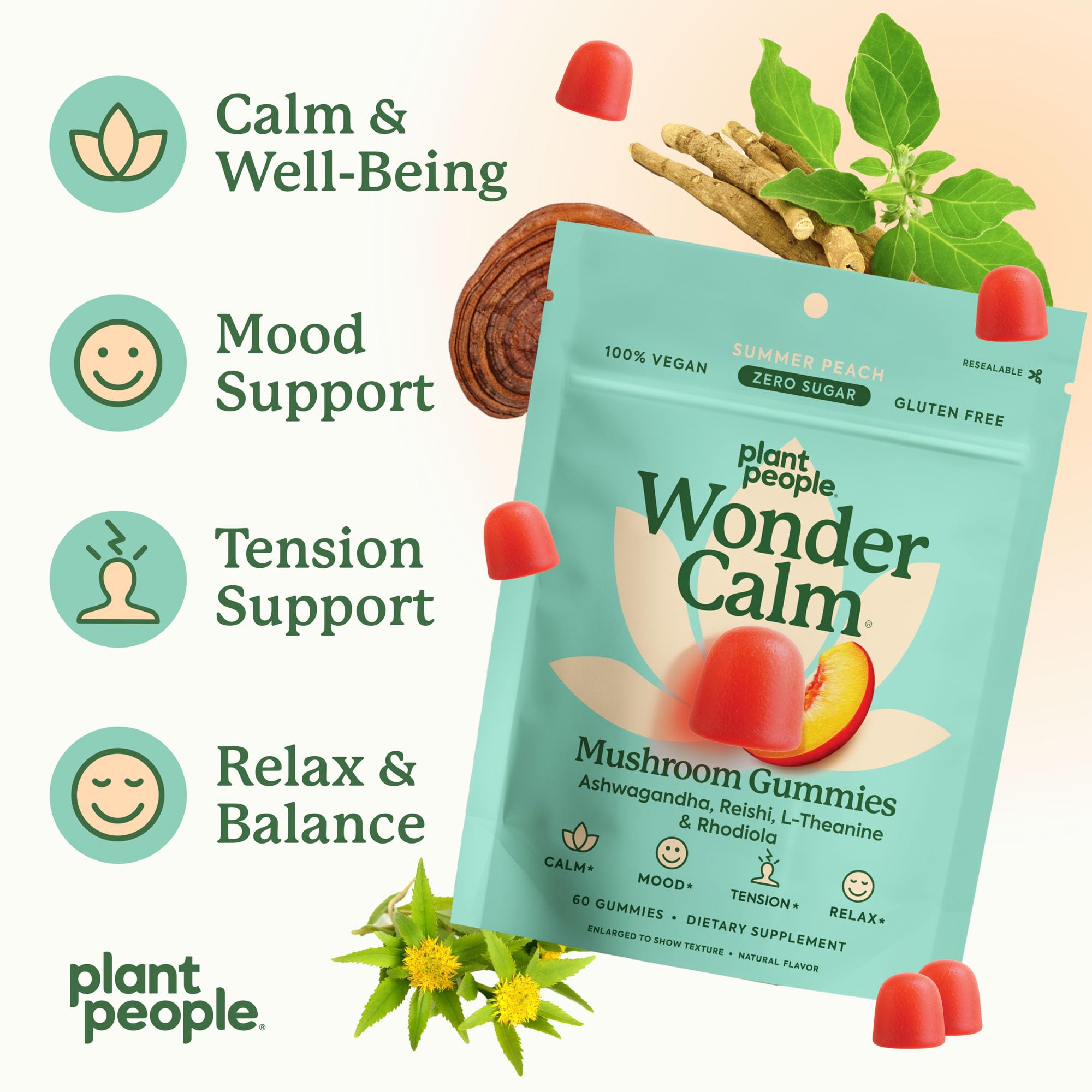 Plant People WonderCalm Gummies Ashwagandha & Mushrooms

