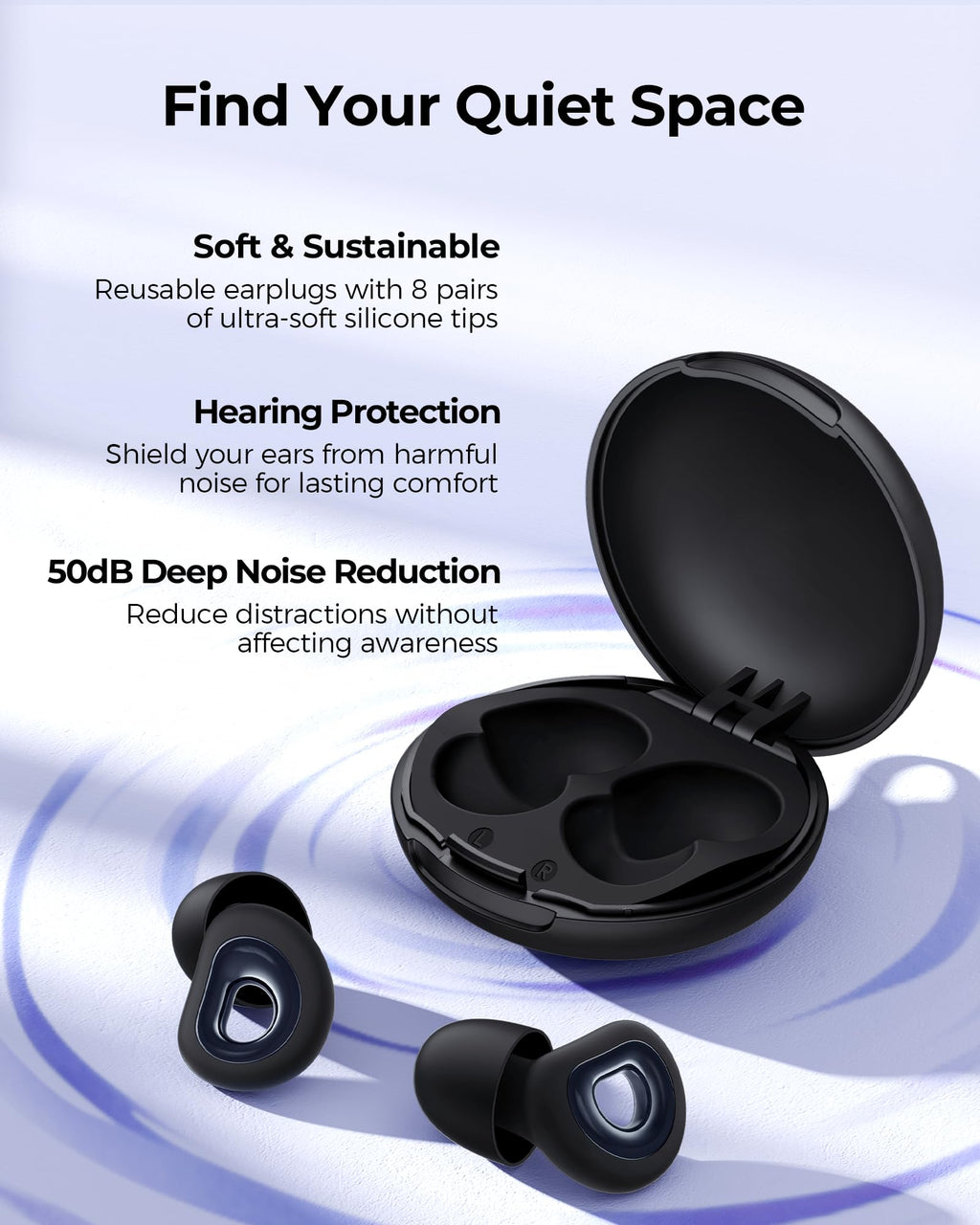 Sleep Ear Plugs – Reusable Silicone for Noise Reduction

