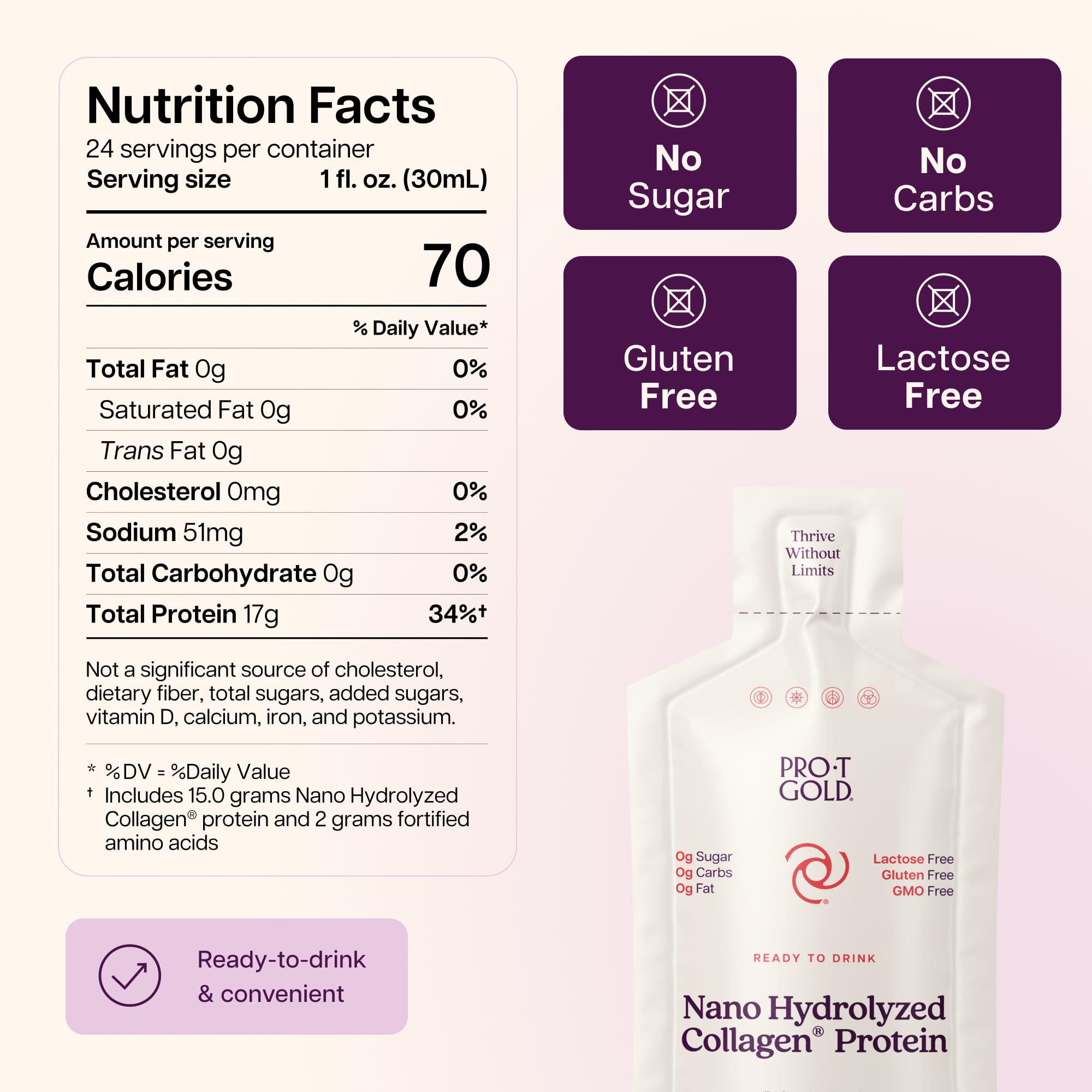 ProT Gold Liquid Collagen Protein Shot | Complete Protein

