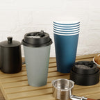 LITOPAK Disposable Cups with Lids – Blue & Gray

