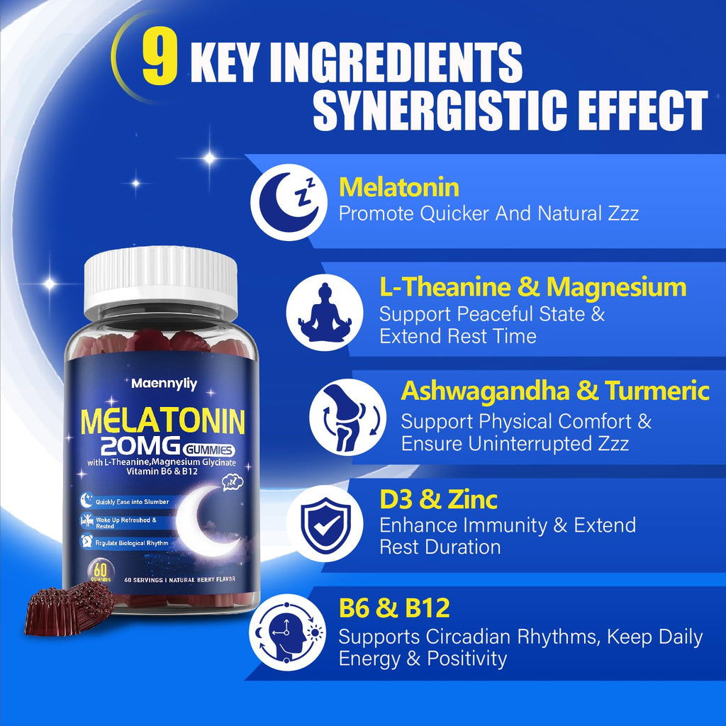 Maennyliy Melatonin Gummies for Adults - 20mg, Sugar Free

