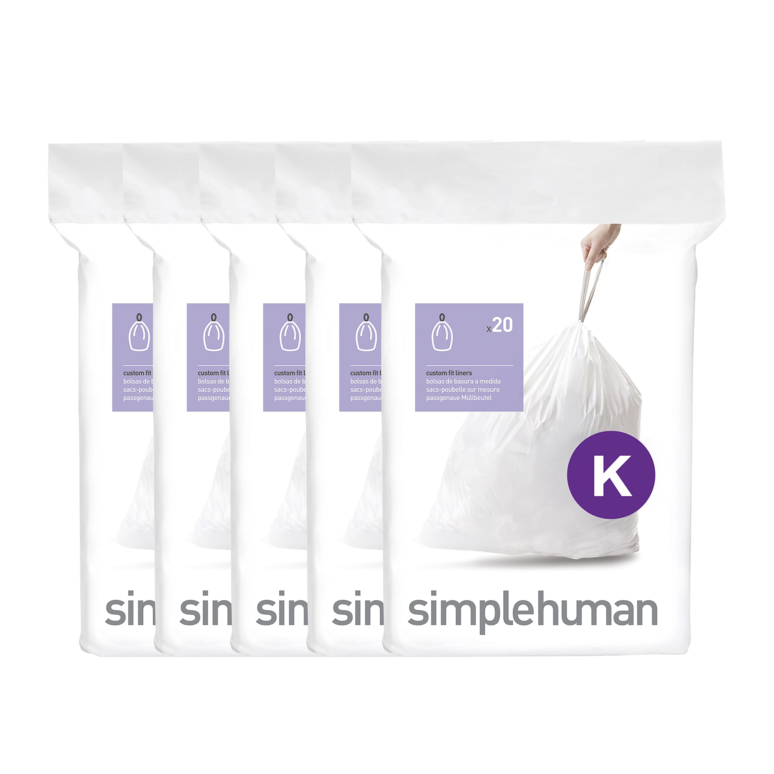 simplehuman Code K Custom Fit Trash Liners with Drawstring

