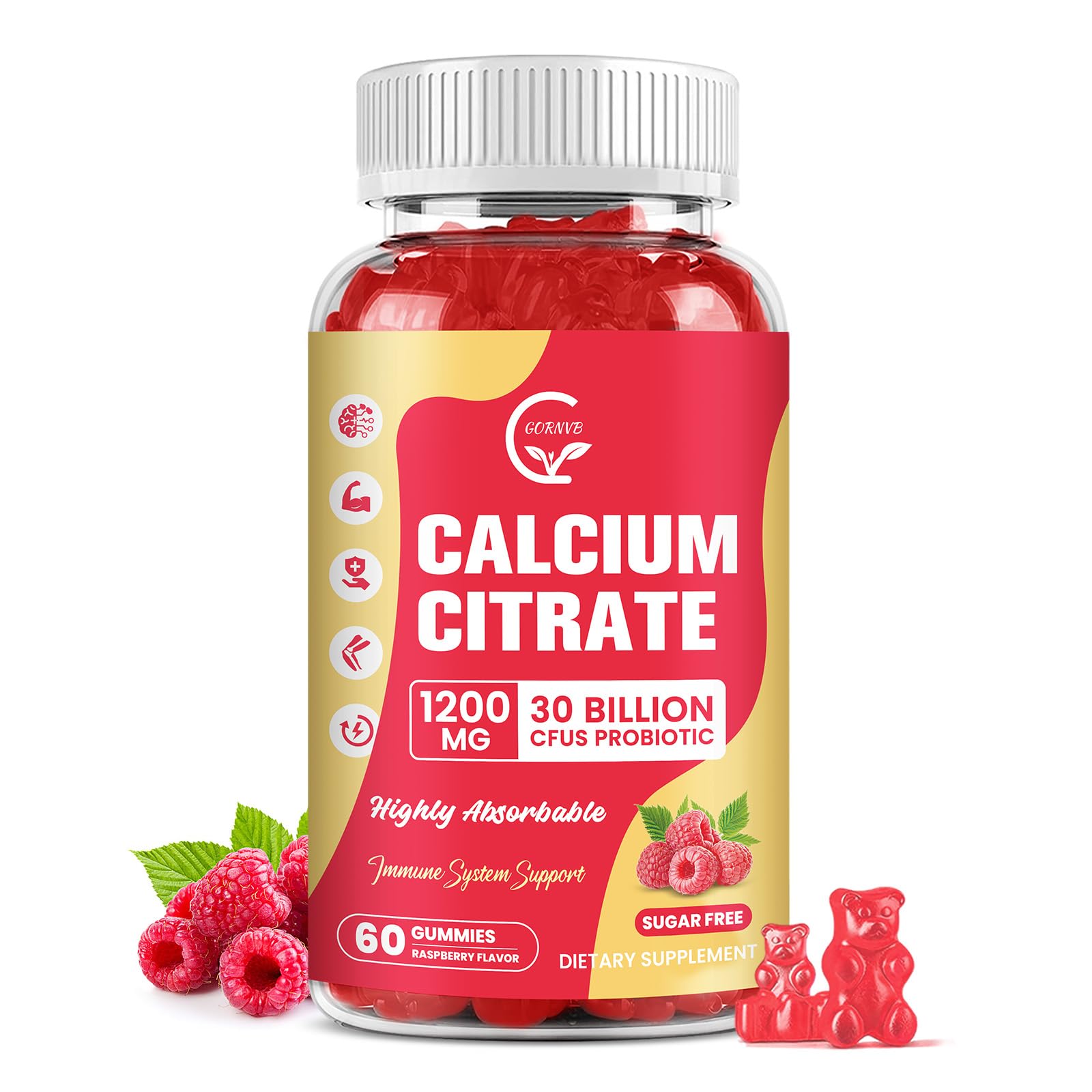 Calcium Citrate Gummies 1200 mg with D3 & K2 for Bone Health – Sugar Free