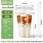 Charmount Clear Plastic Cups with Lids & Straws | To-Go Cups

